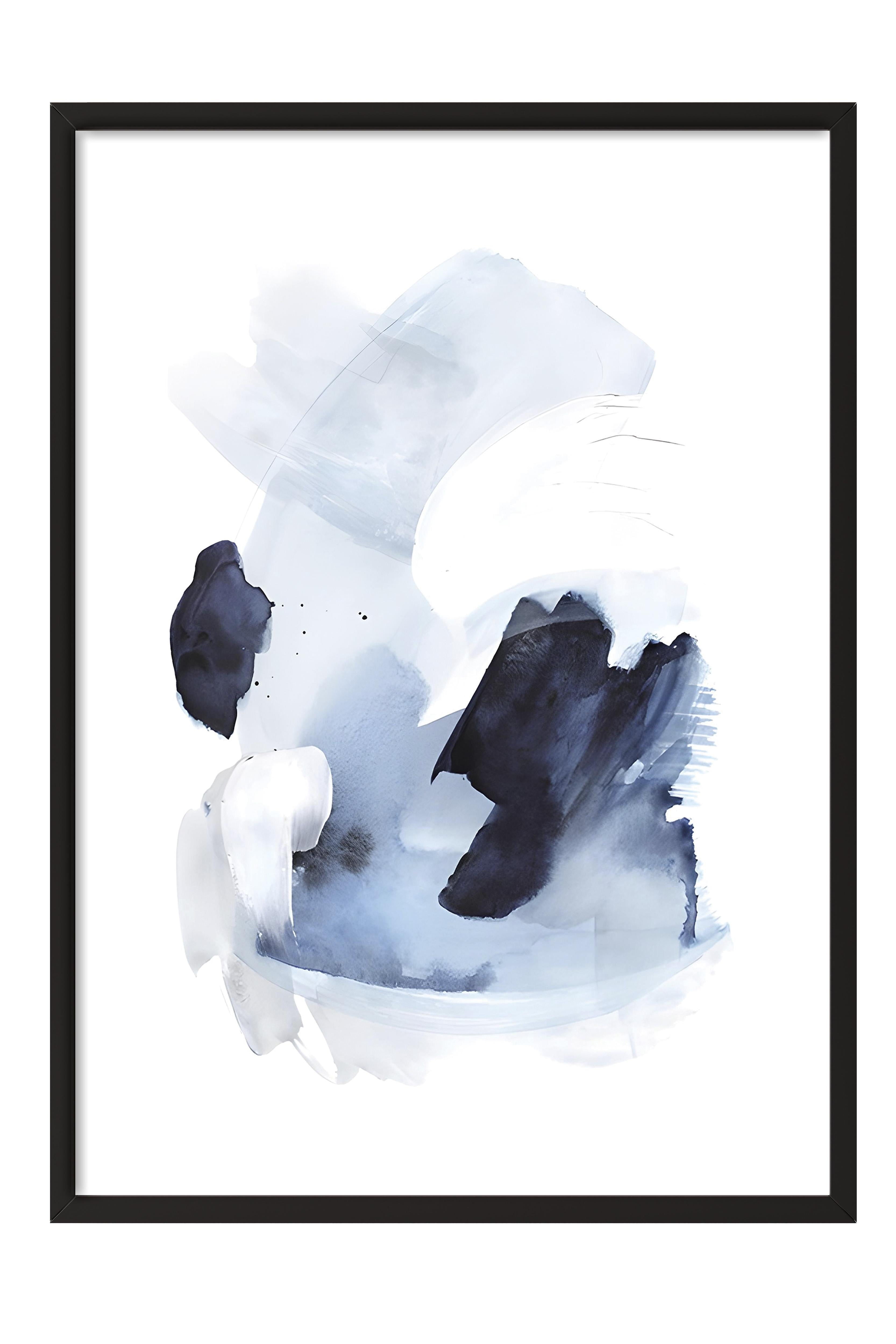 Siyah Çerçeveli Tablo, Poster ve Çerçeve Seti, Watercolor Blues Comfort Serisi NO:108574