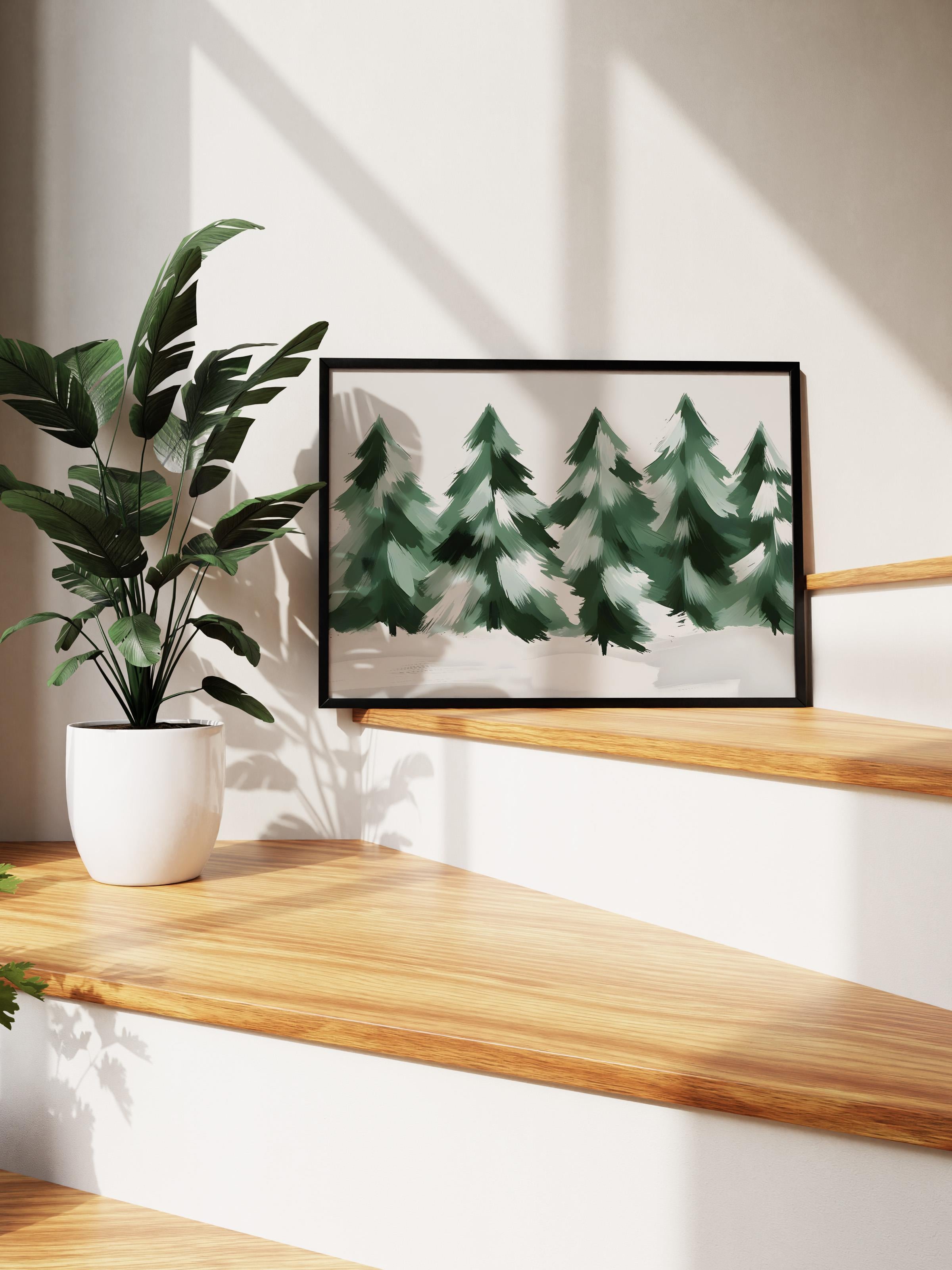 Siyah Çerçeveli Tablo, Yılbaşı Poster, Yılbaşı Dekoru,Winter Woods Comfort Serisi NO:108623