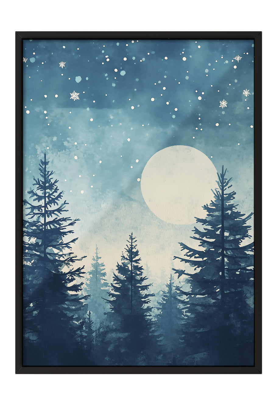 Gece Ormanı Yılbaşı Poster – Siyah Çerçeveli Tablo