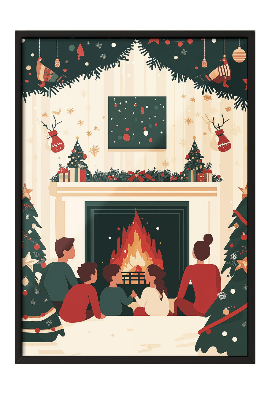 Sıcak Noel Akşamı Yılbaşı Poster – Siyah Çerçeveli Tablo