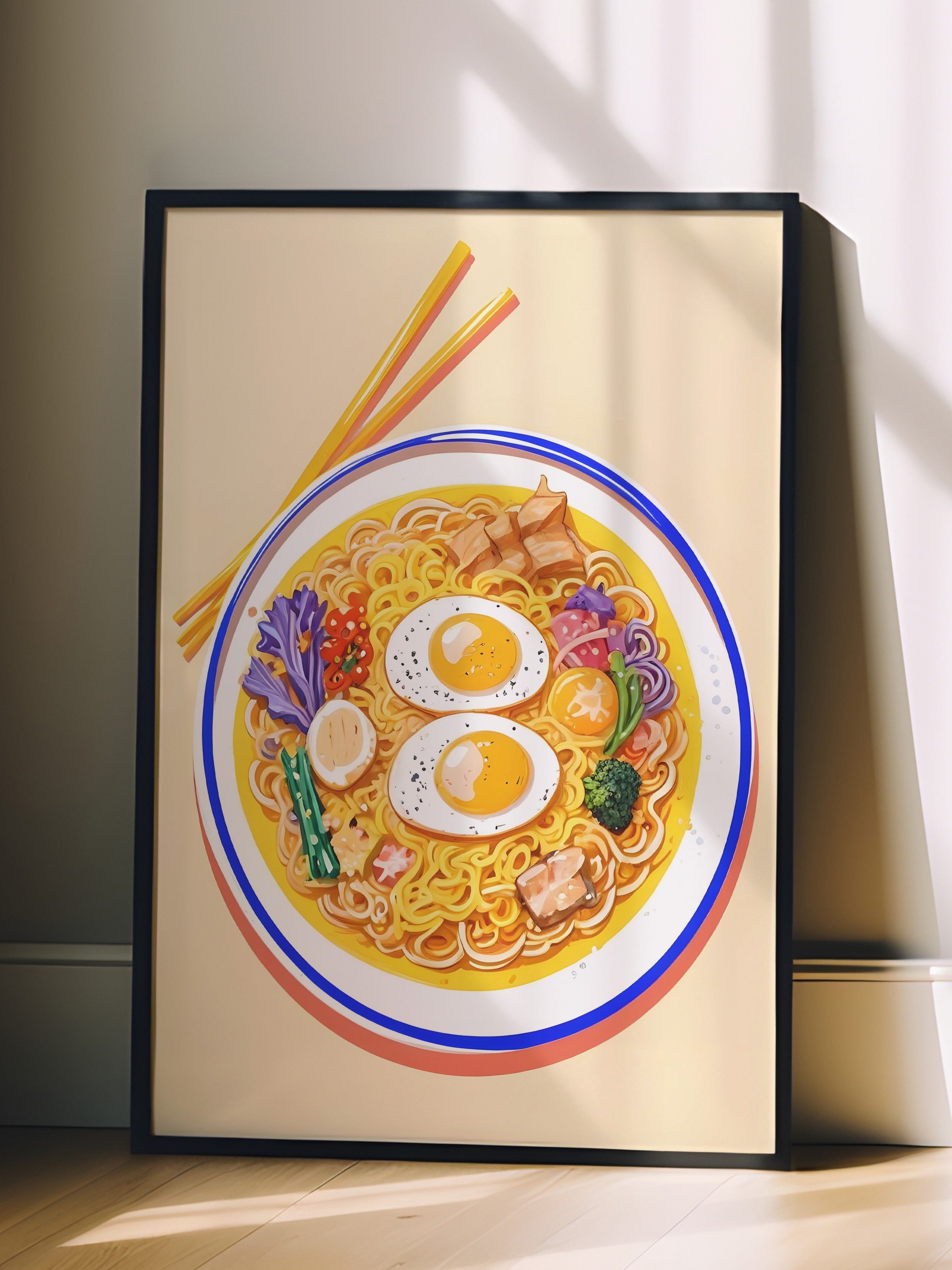 Siyah Çerçeveli Tablo, Ramen-cha, Comfort Serisi Mutfak Duvar Tablosu, NO:109145