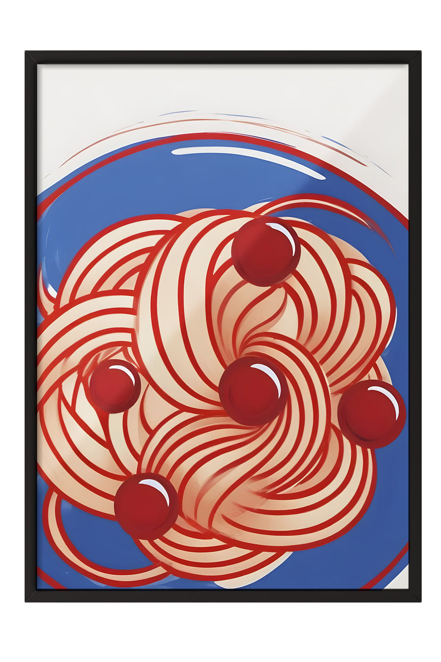 Spagetti ve Domates Tasarımı Poster – Siyah Çerçeveli Tablo