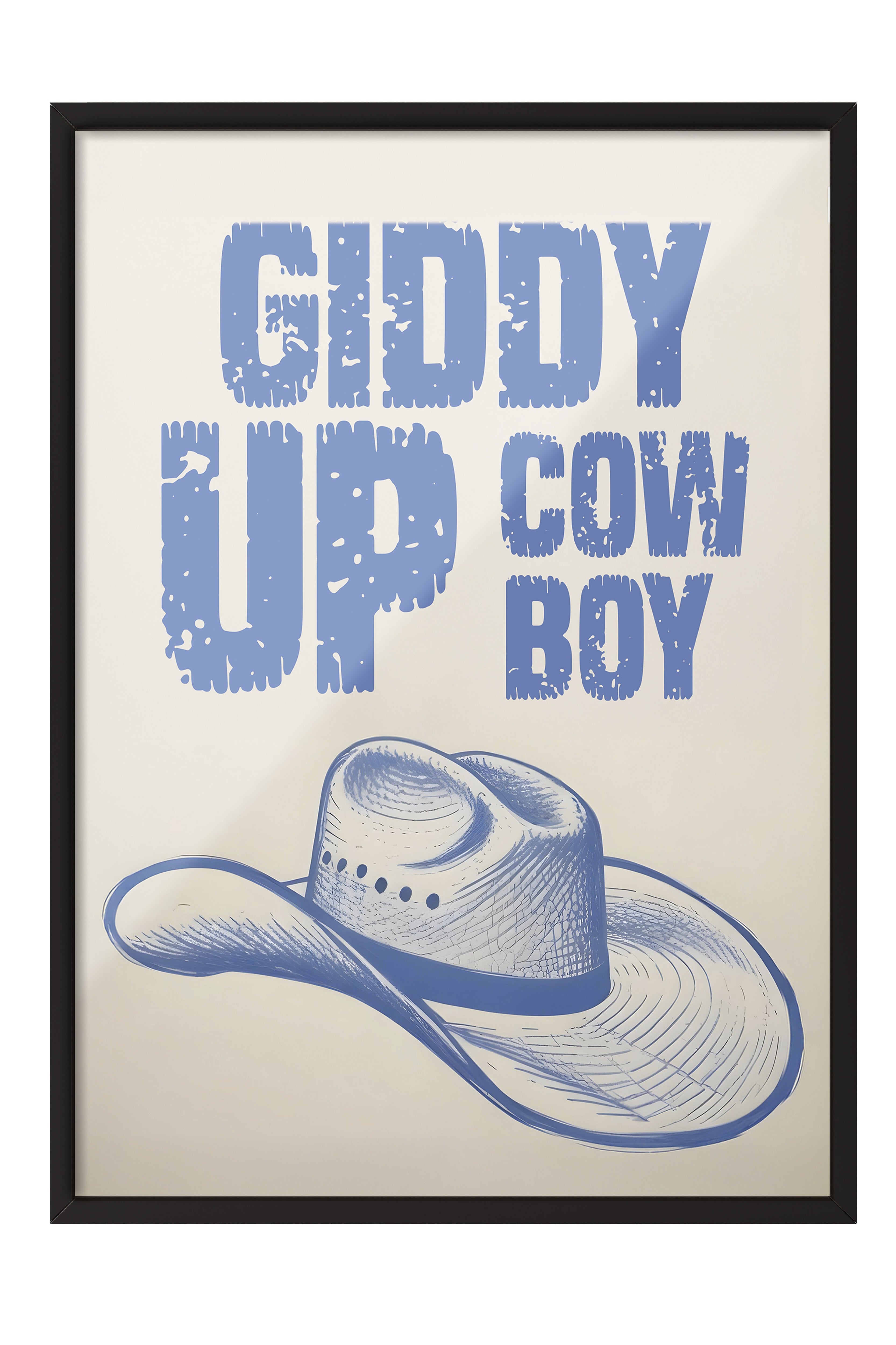 Siyah Çerçeveli Tablo, Retro Cowboy, Comfort Serisi Poster ve Duvar Tablosu, NO:108931