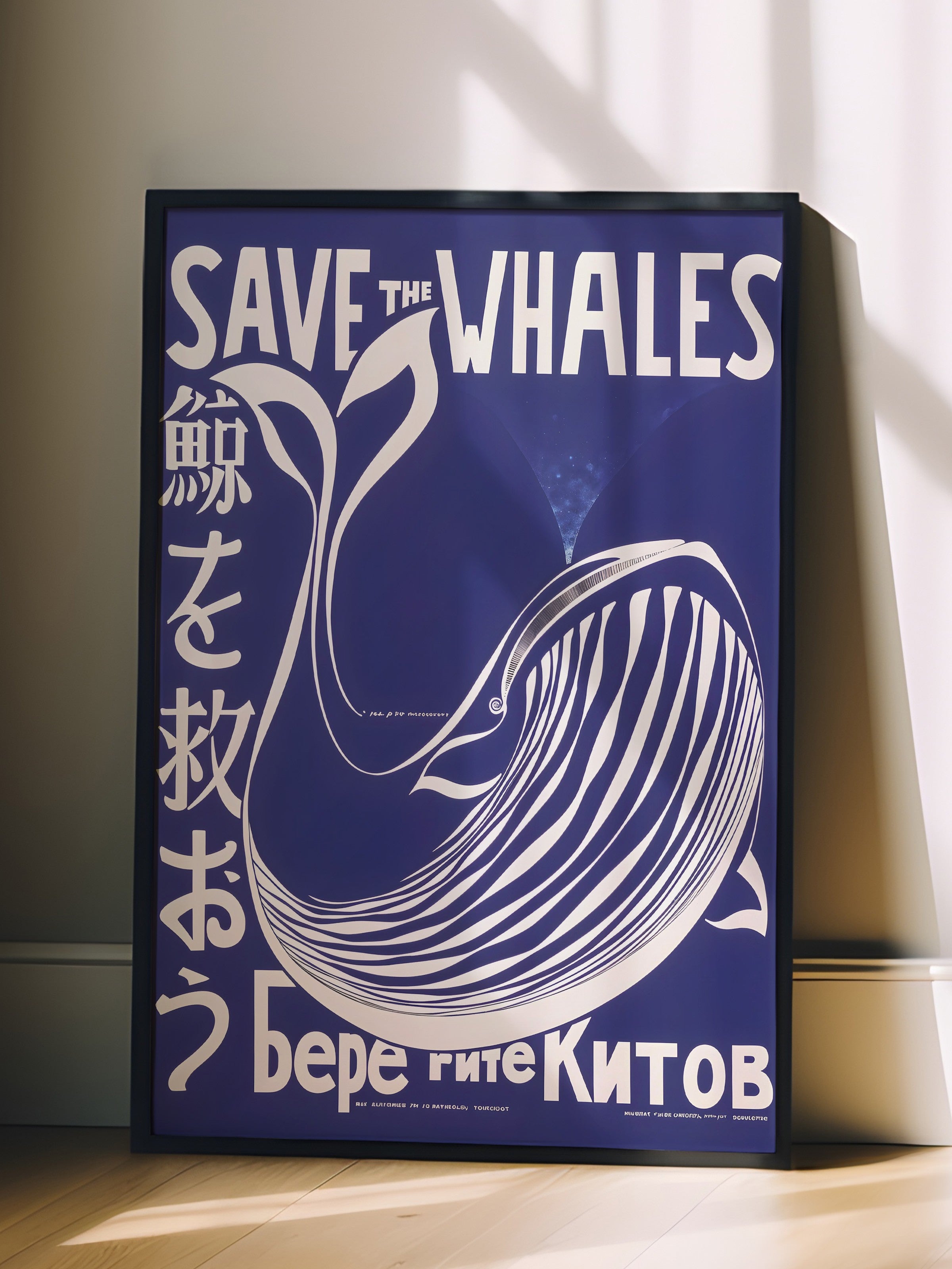 Siyah Çerçeveli Tablo, Save the whales, Comfort Serisi Poster ve  Duvar Tablosu, NO:108974