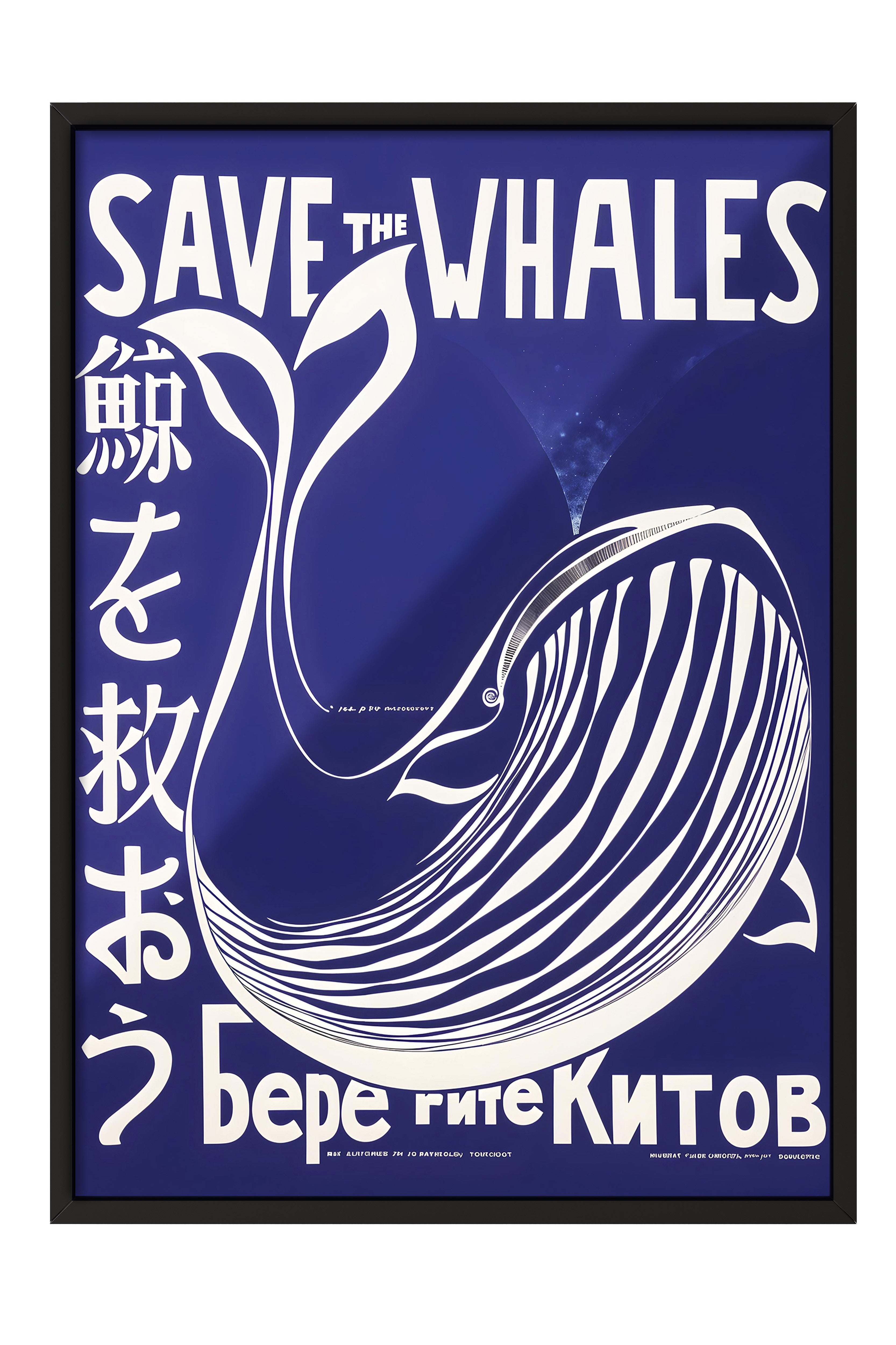 Siyah Çerçeveli Tablo, Save the whales, Comfort Serisi Poster ve  Duvar Tablosu, NO:108974