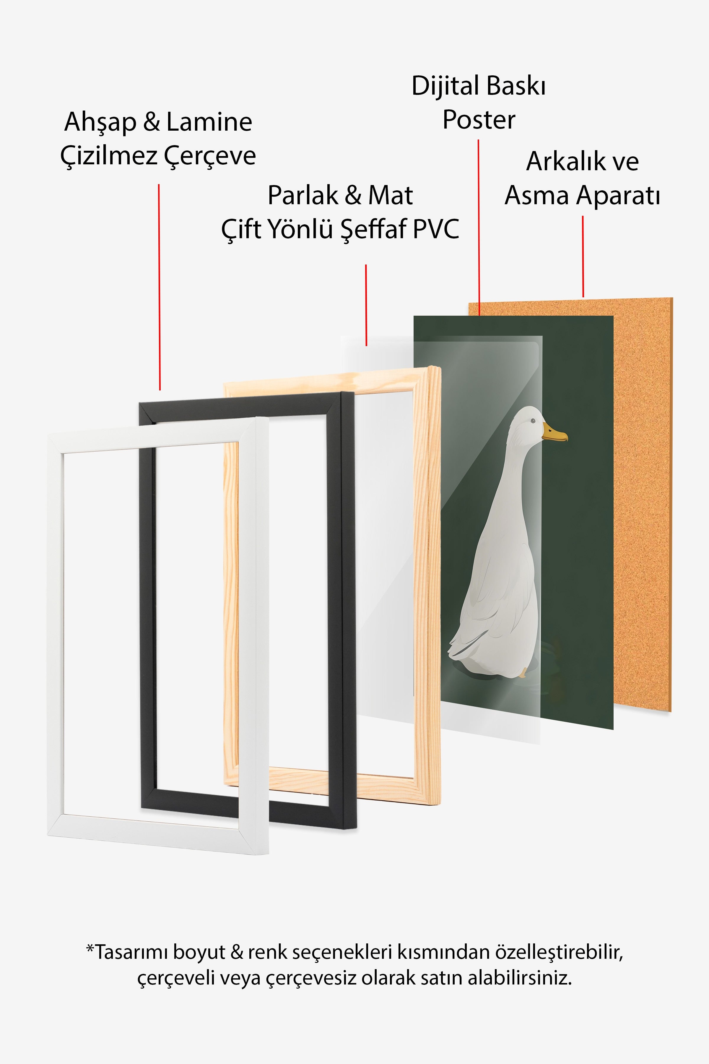 Siyah Çerçeveli Tablo, Silly Goose , Comfort Serisi Poster ve Duvar Tablosu, NO:108947
