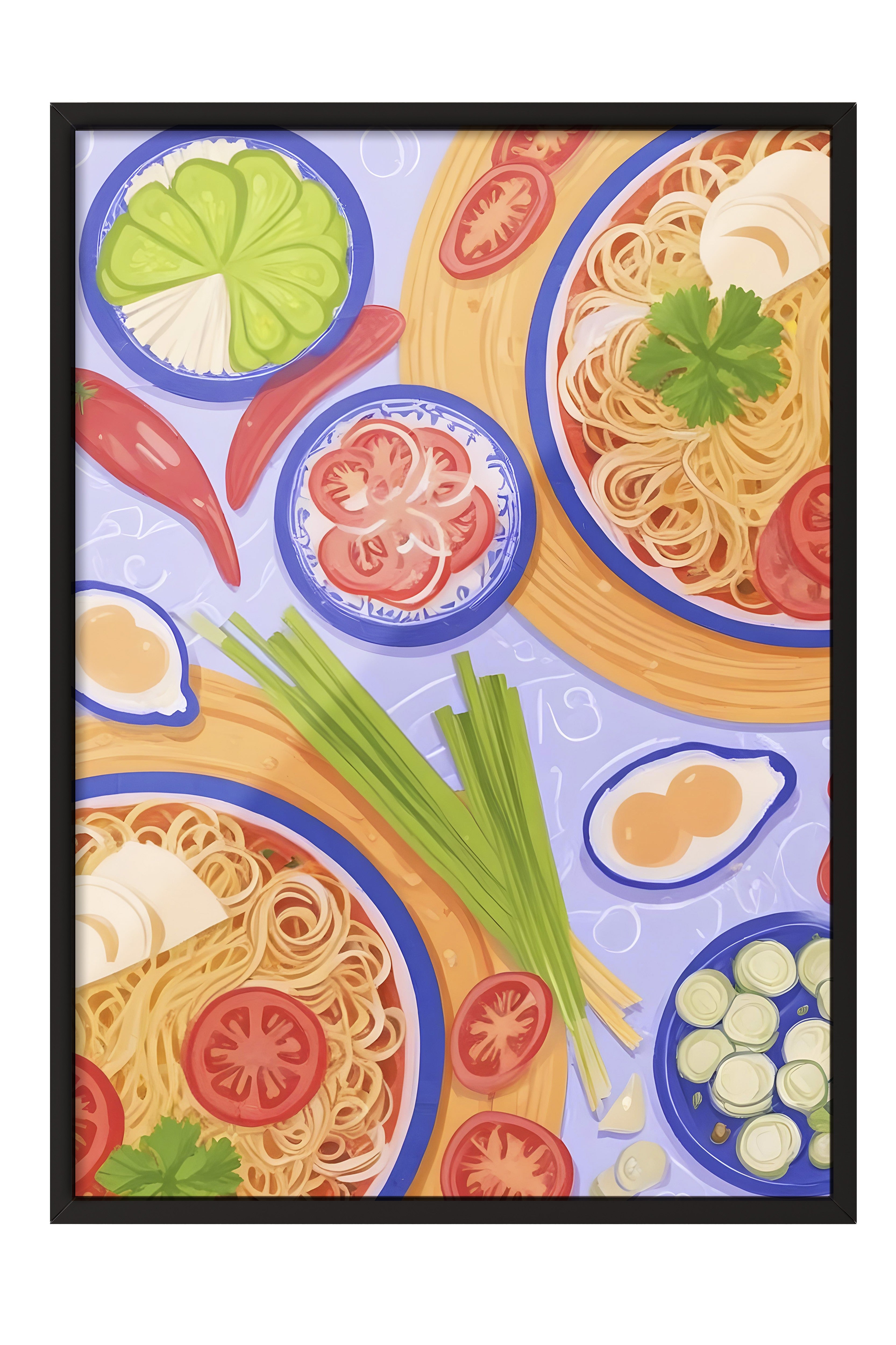 Siyah Çerçeveli Tablo, Spaghetti Bolonese, Comfort Serisi Mutfak Duvar Tablosu, NO:109150