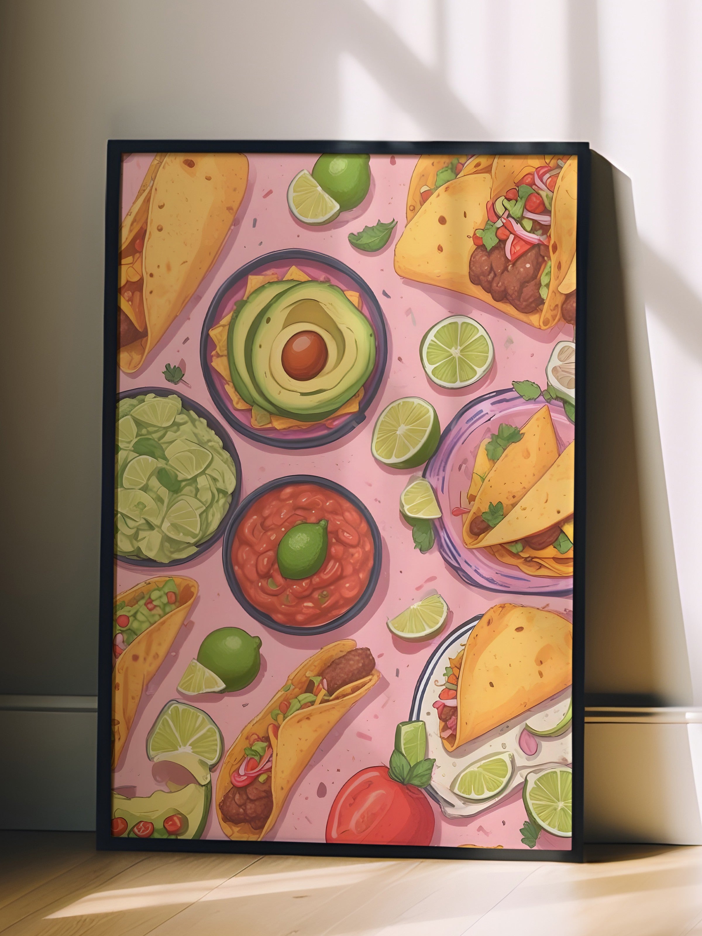 Siyah Çerçeveli Tablo, Taco Table, Comfort Serisi Mutfak Duvar Tablosu, NO:109149