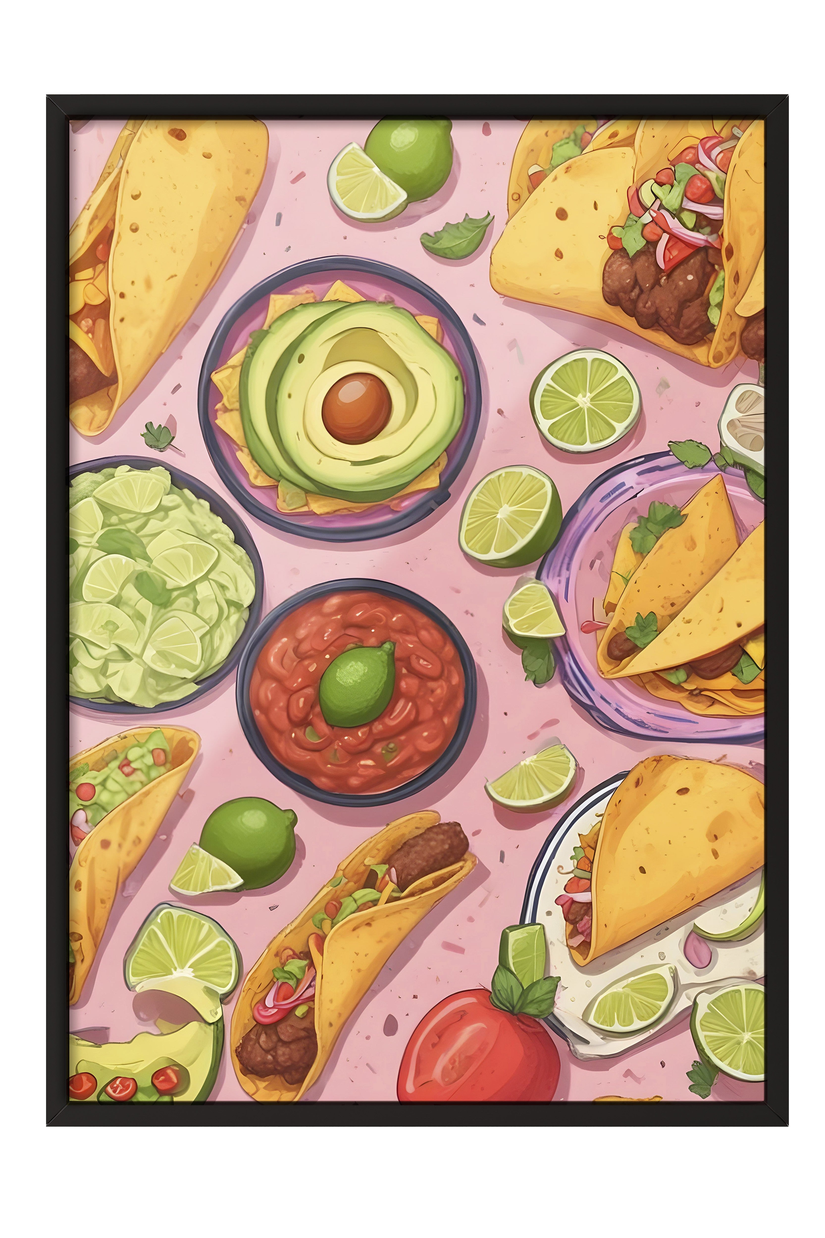 Siyah Çerçeveli Tablo, Taco Table, Comfort Serisi Mutfak Duvar Tablosu, NO:109149