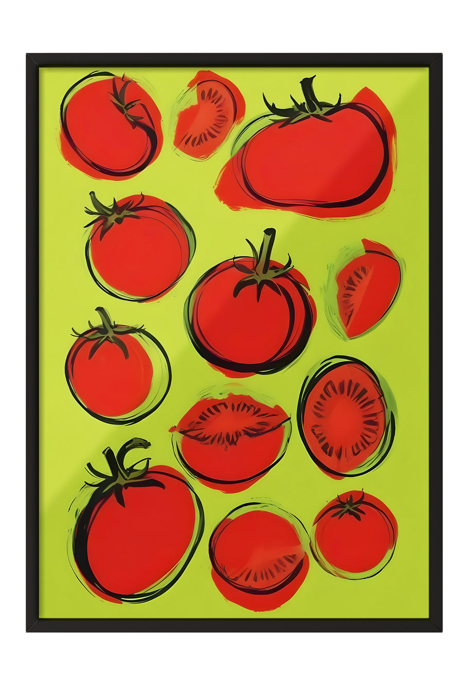 Domates Deseni Poster – Siyah Çerçeveli Tablo