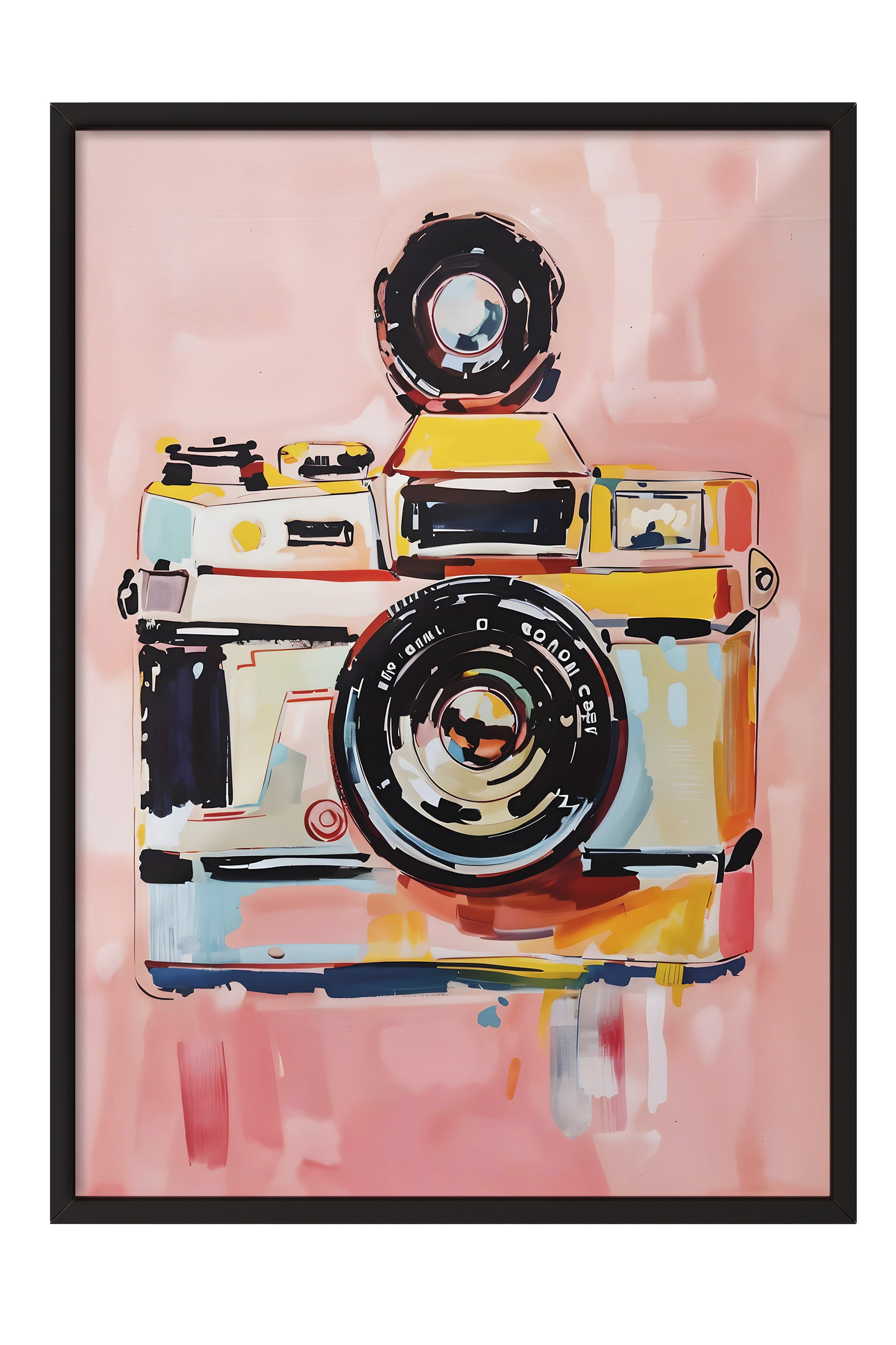 Siyah Çerçeveli Tablo, Vintage Camera, Comfort Serisi Poster ve Duvar Tablosu, NO:108940
