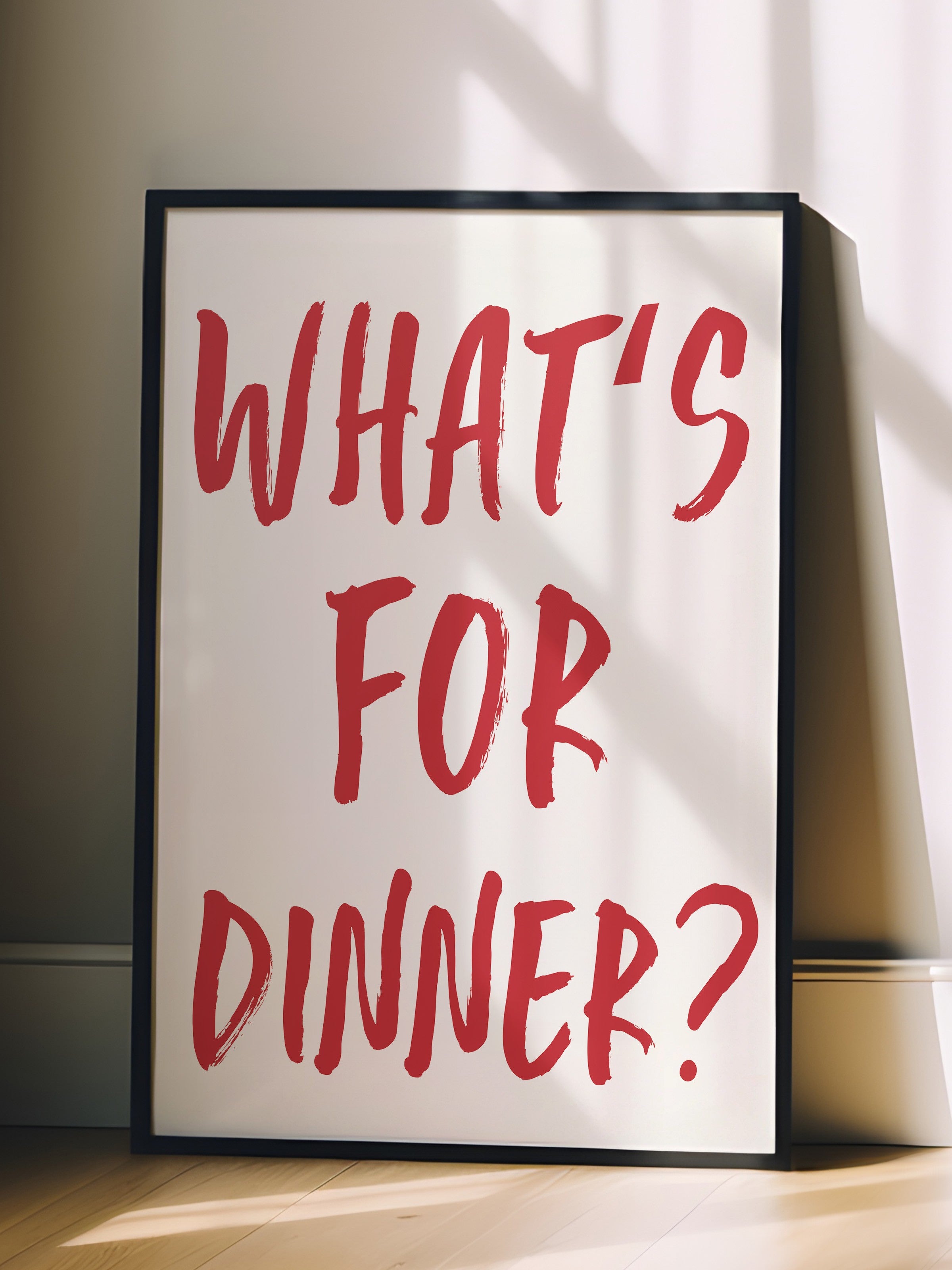 Siyah Çerçeveli Tablo, What's  for Dinner?, Comfort Serisi Mutfak Duvar Tablosu, NO:109054
