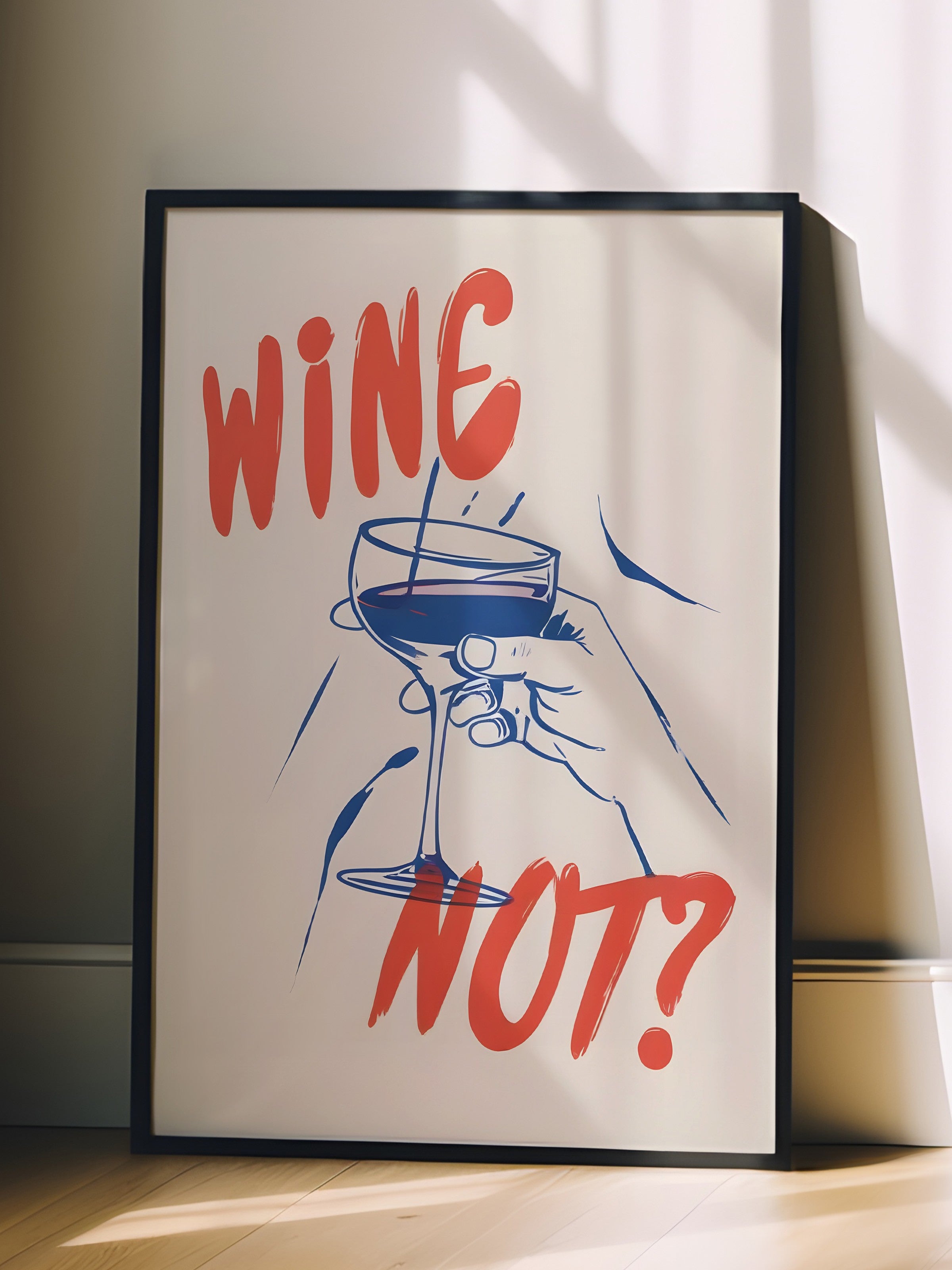 Siyah Çerçeveli Tablo, Wine Not?, Comfort Serisi Mutfak Duvar Tablosu, NO:109078