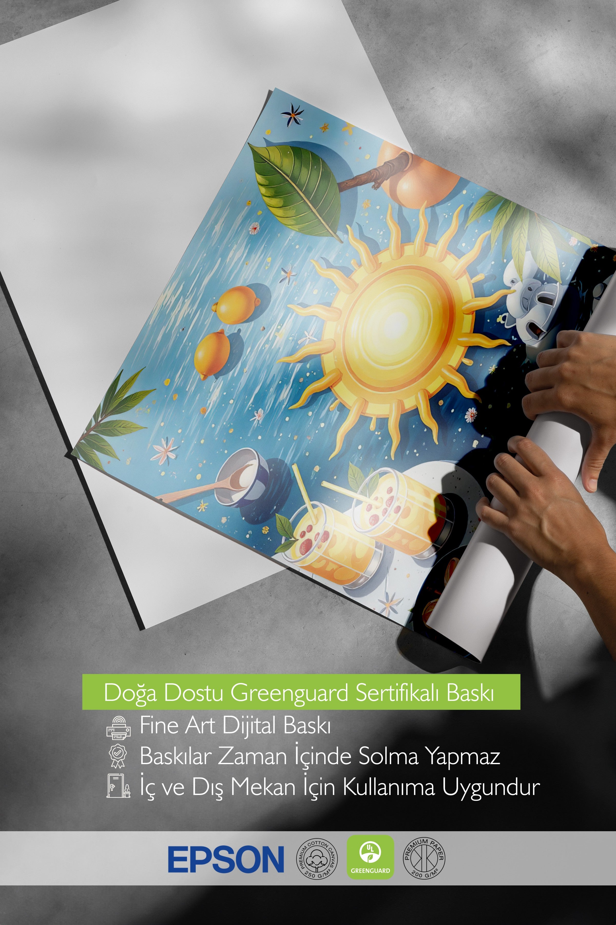 Siyah Çerçeveli Tablo, Yaz Meyveleri, İllüstrasyon, Maximalist, Sarı Renk Poster, 2025 Yaz Seçkisi, NO:109764