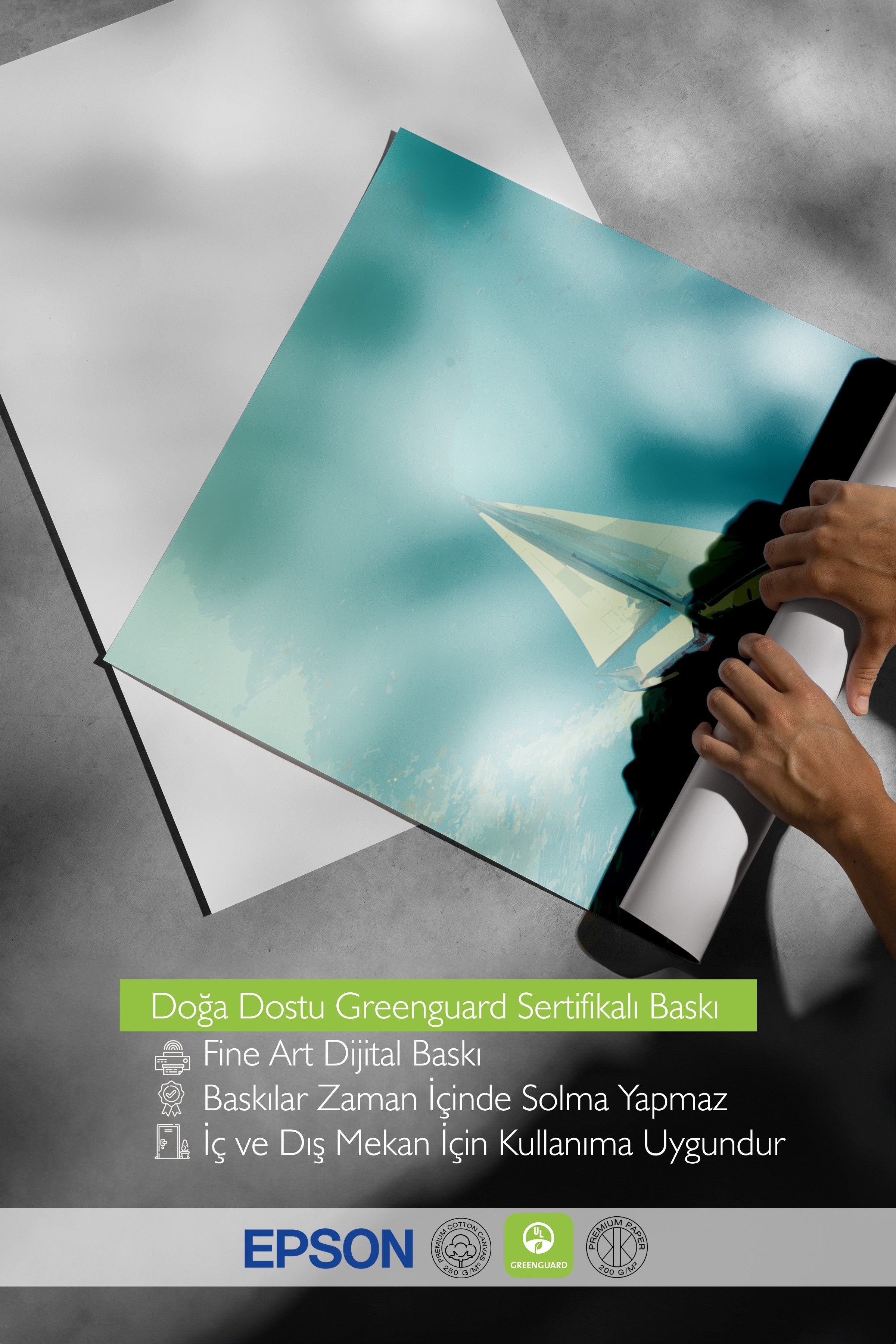 Siyah Çerçeveli Tablo, Yelkenli, Okyanus, Düz İllüstrasyon, Mavi Renk Poster, 2025 Yaz Seçkisi, NO:109836