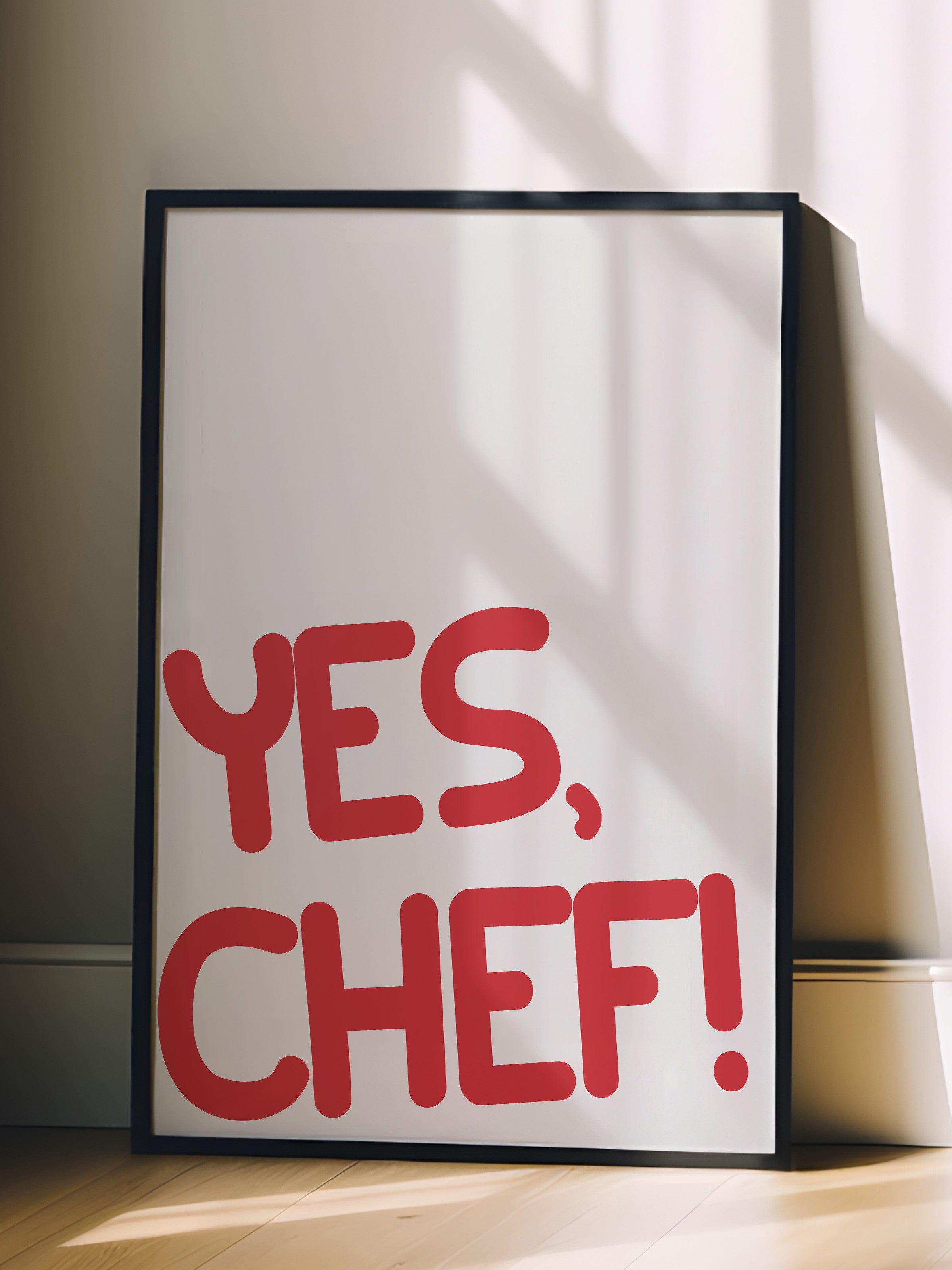 Siyah Çerçeveli Tablo, Yes Chef!, Comfort Serisi Mutfak Duvar Tablosu, NO:109053