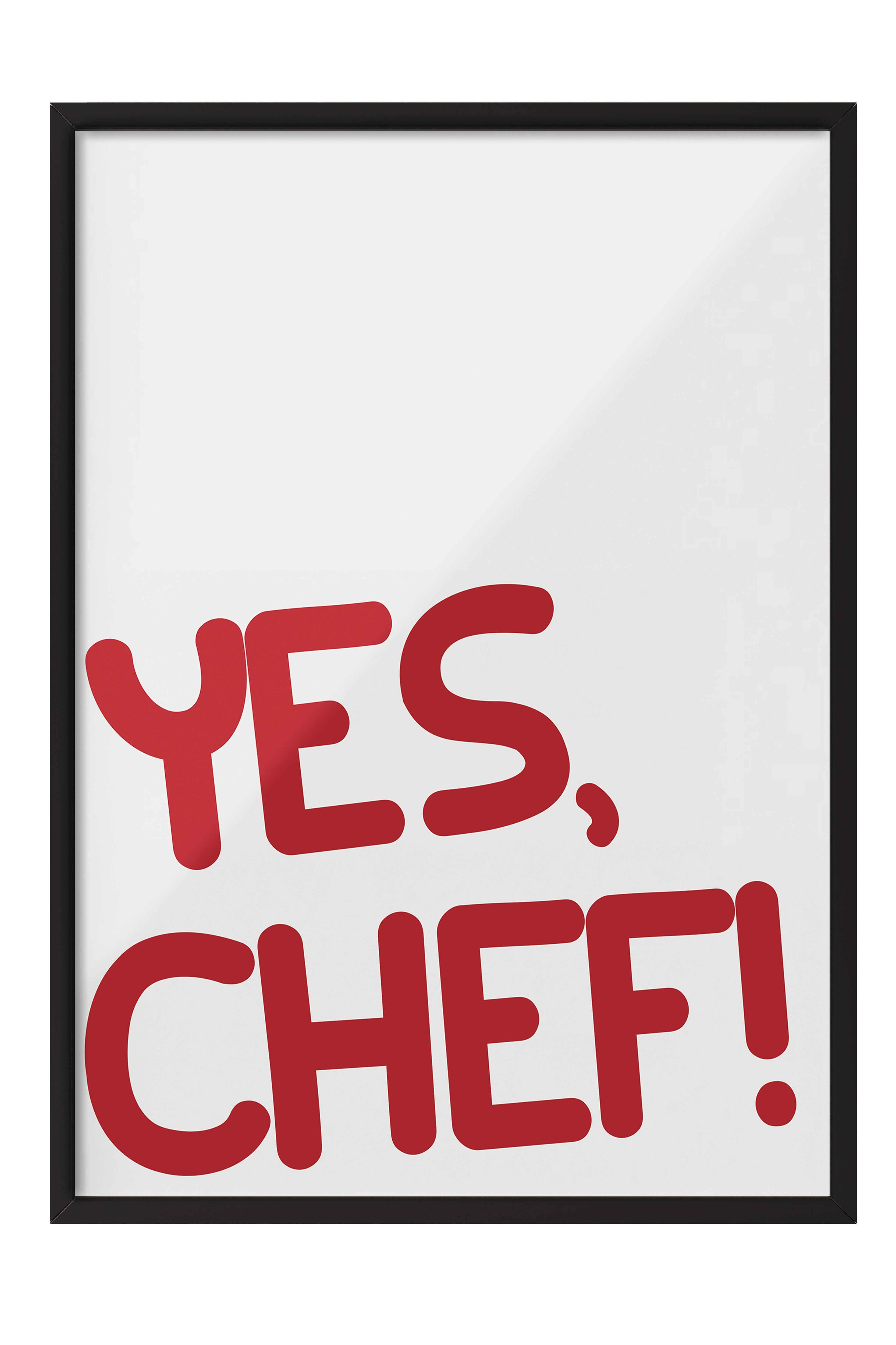 Siyah Çerçeveli Tablo, Yes Chef!, Comfort Serisi Mutfak Duvar Tablosu, NO:109053