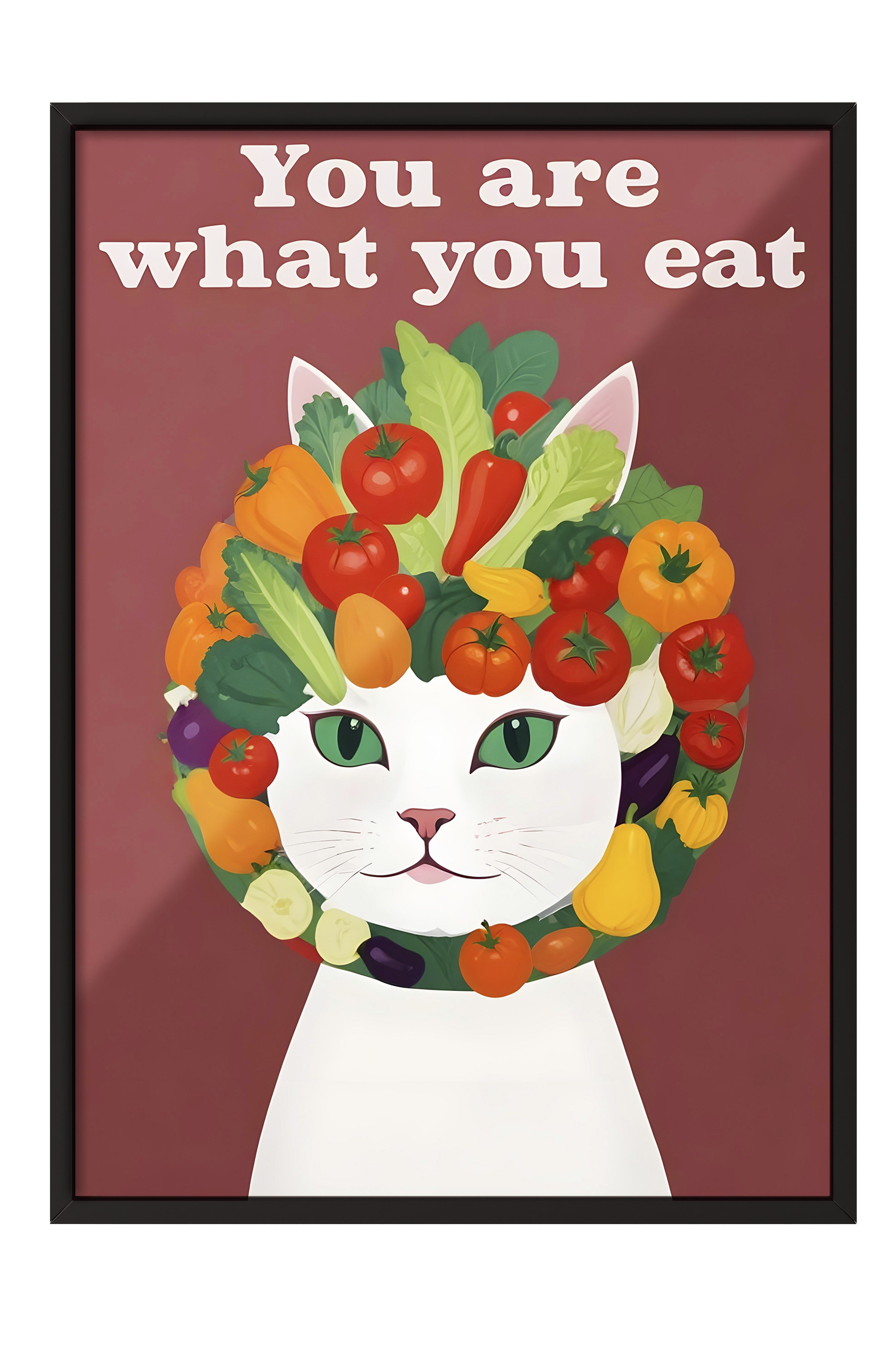 Siyah Çerçeveli Tablo, You Are What You Eat, Comfort Serisi Mutfak Duvar Tablosu, NO:109100