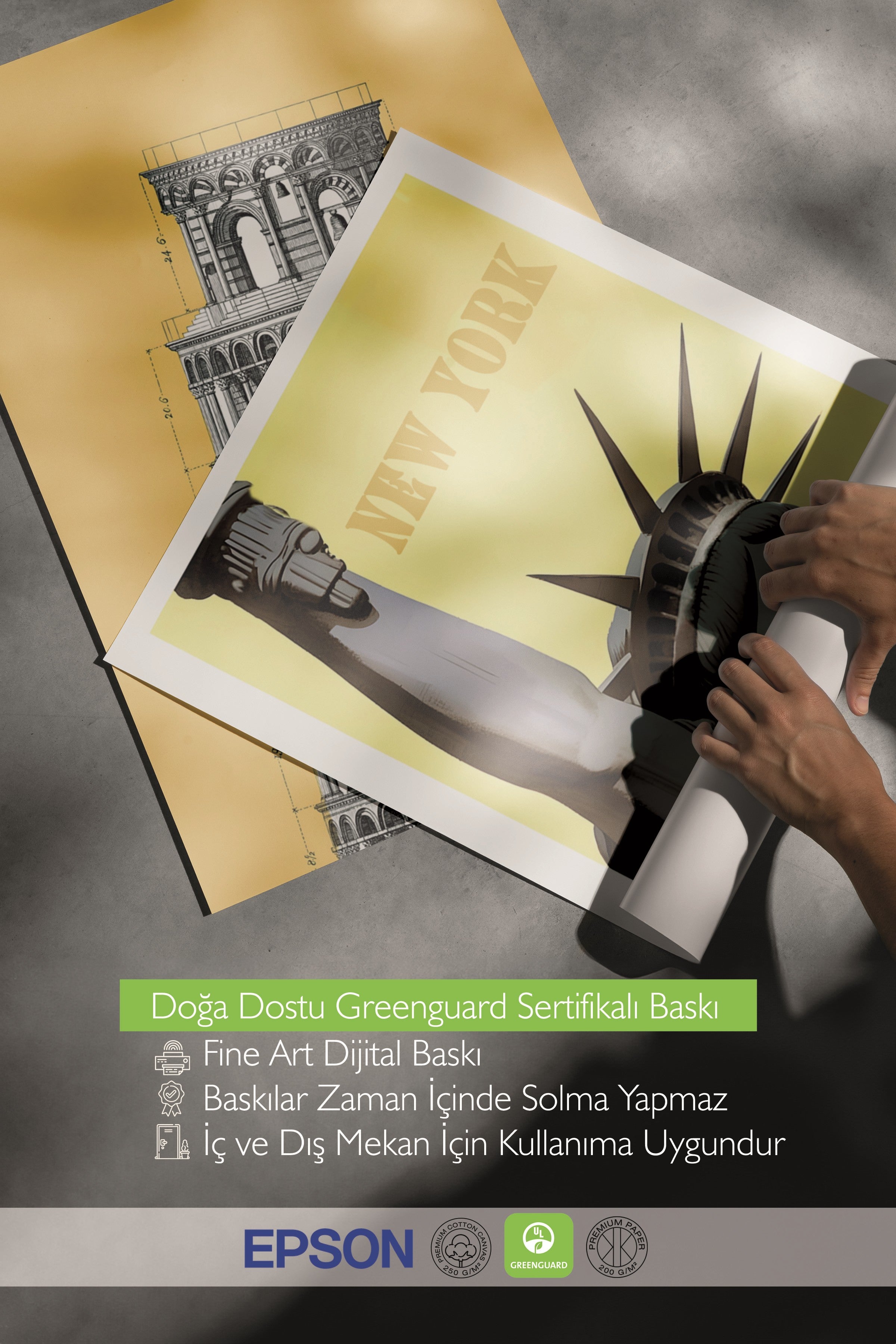 Siyah Tablo Seti, 3 Adet Siyah Çerçeveli Poster Colorfull Cities Model No:300816, Sarı Duvar Dekoru