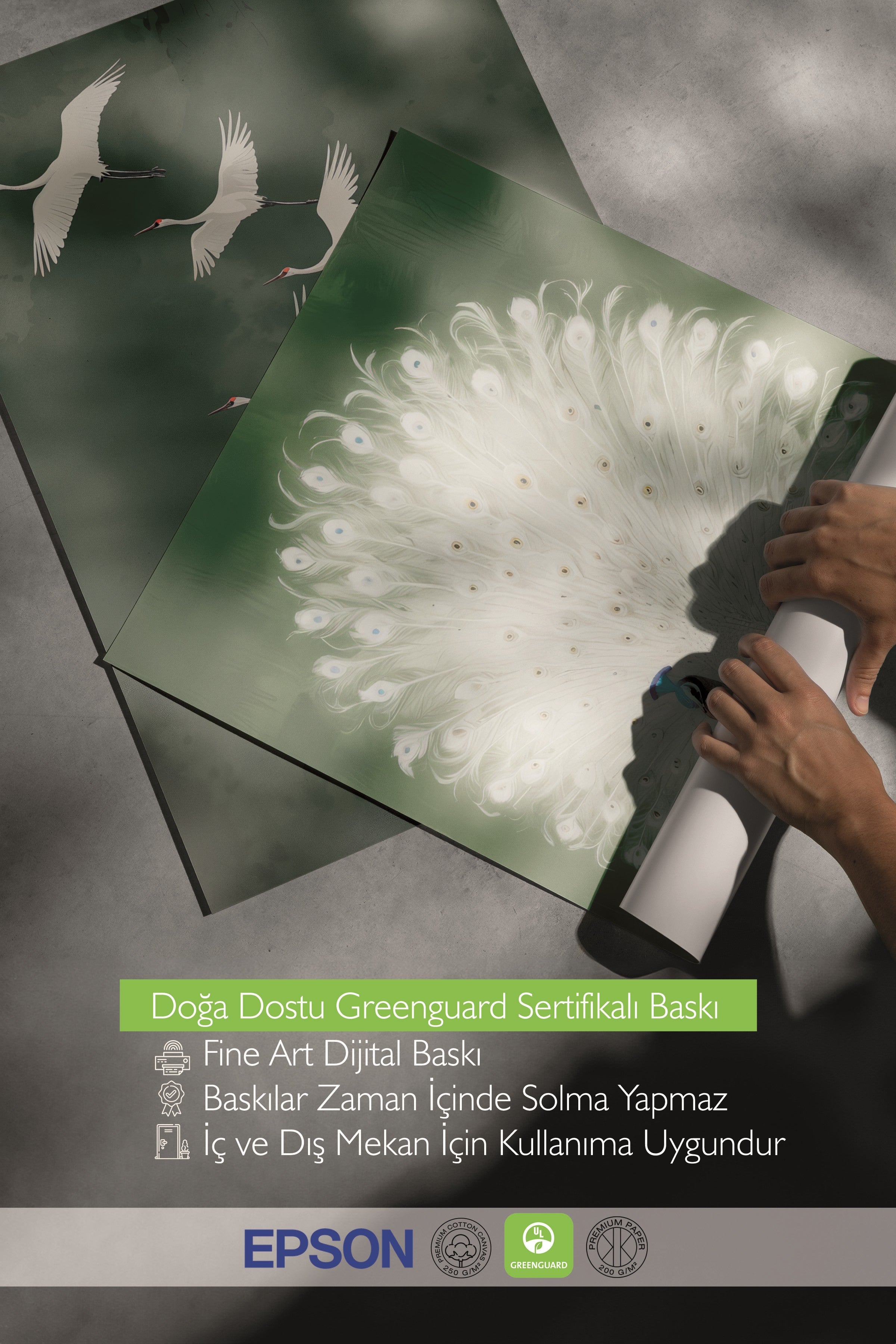 Siyah Tablo Seti, 3 Adet Siyah Çerçeveli Poster Green Art Model No:300817, Yeşil Duvar Dekoru