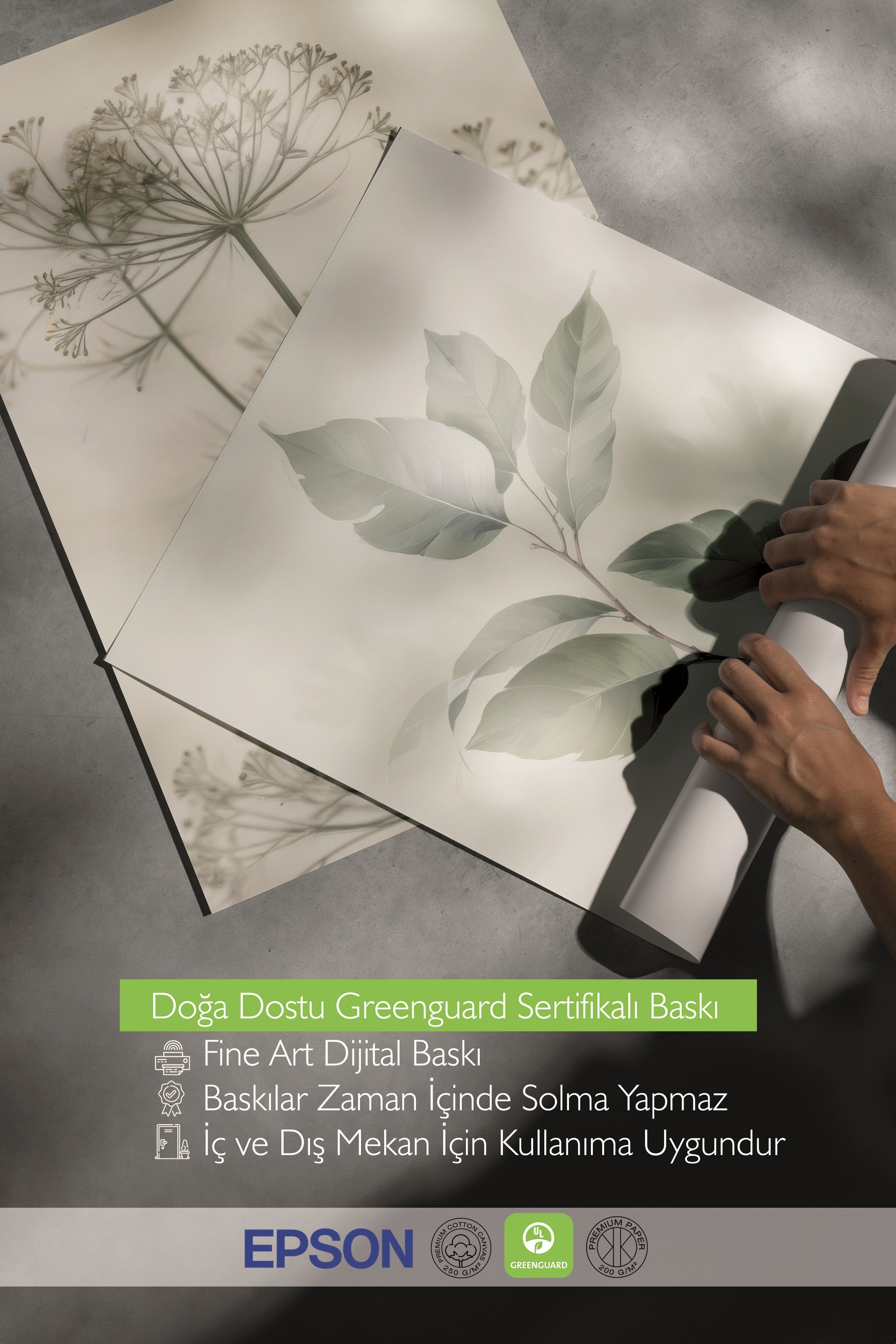 Siyah Tablo Seti, 3 Adet Siyah Çerçeveli Poster Nature Model No:300809, Yeşil Duvar Dekoru