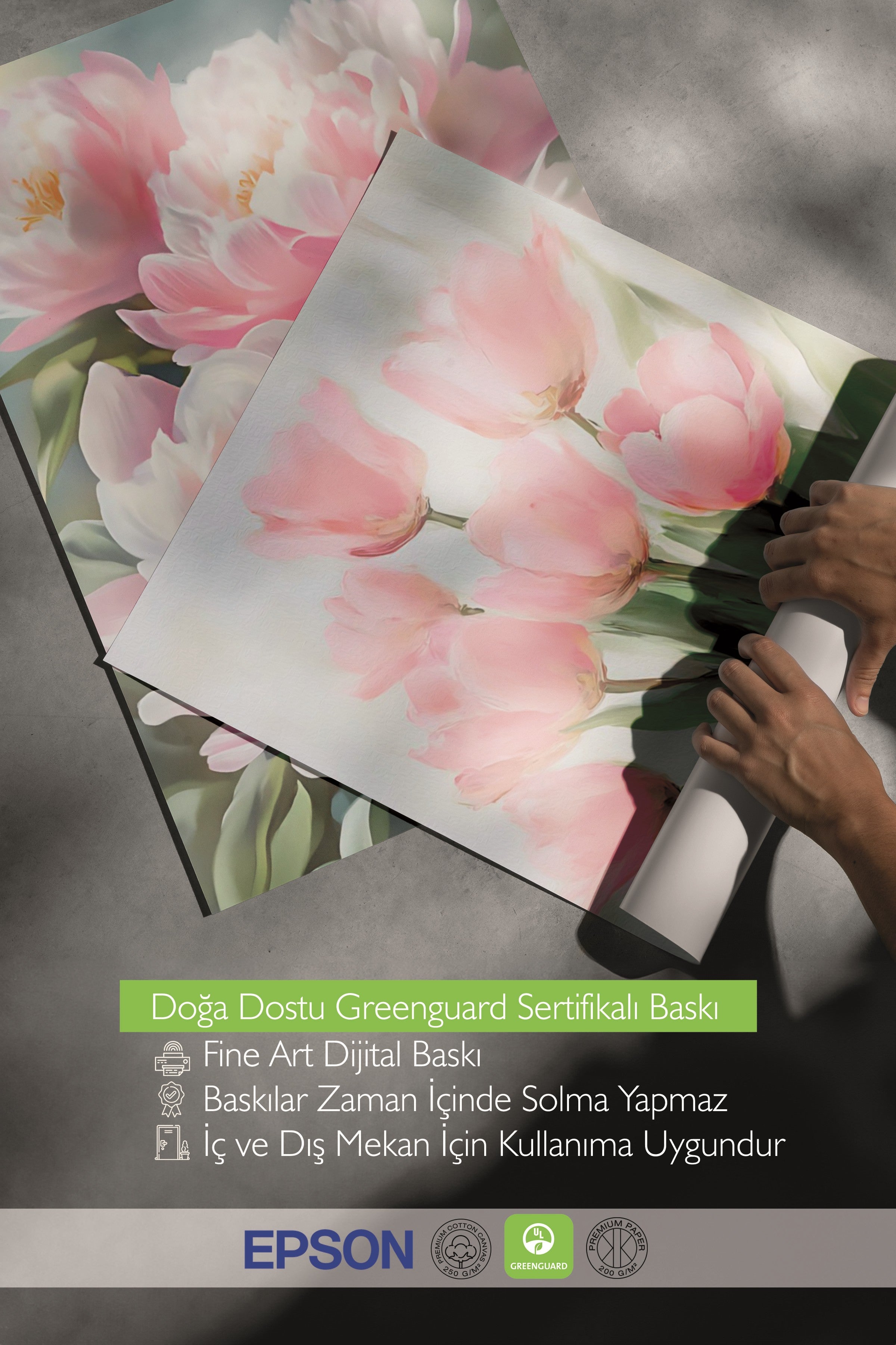 Siyah Tablo Seti, 3 Adet Siyah Çerçeveli Poster pinky flower Model No:300894, Pembe Duvar Dekoru