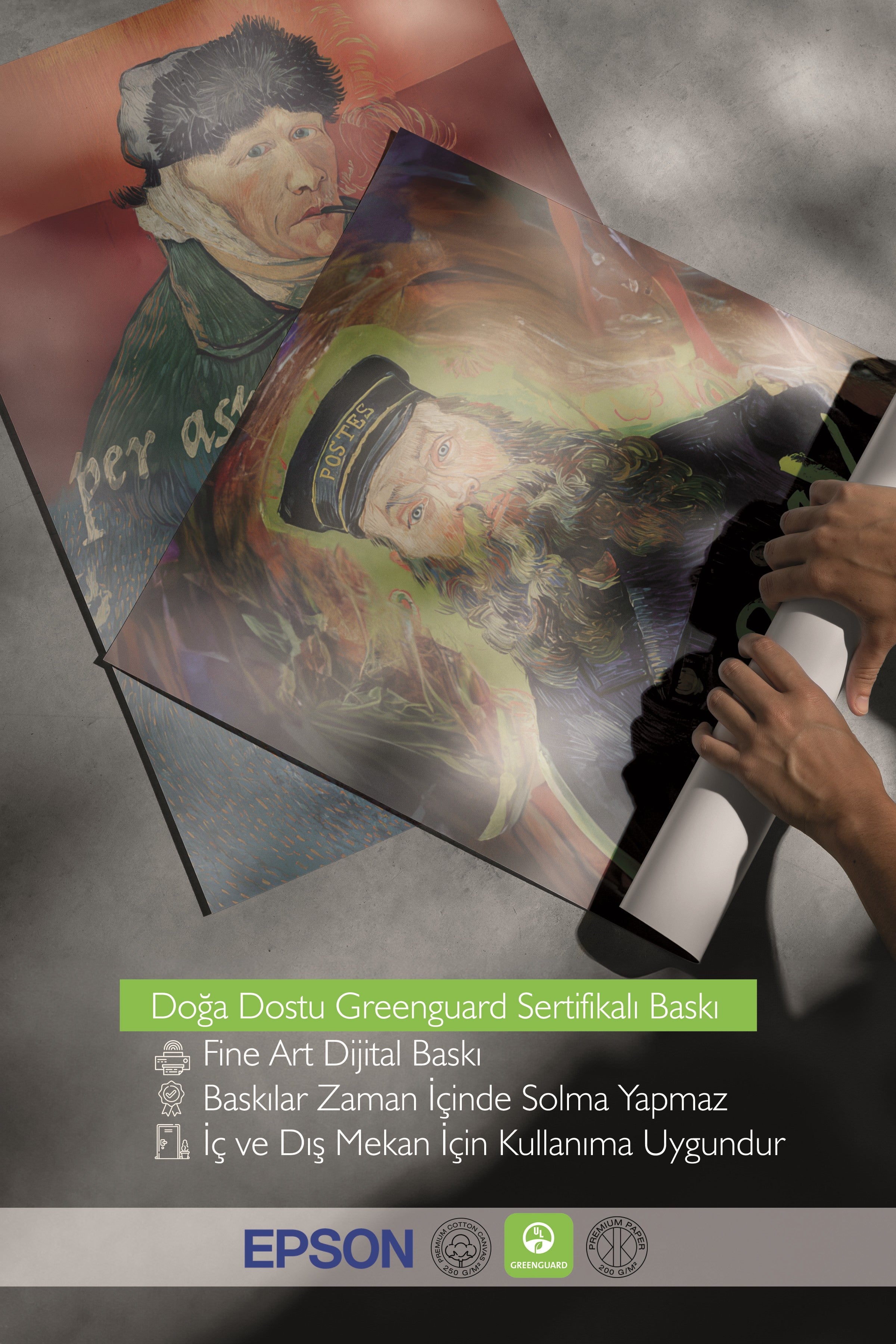 Siyah Tablo Seti, 3 Adet Siyah Çerçeveli Poster Van Gogh Model No:300802, Duvar Dekoru
