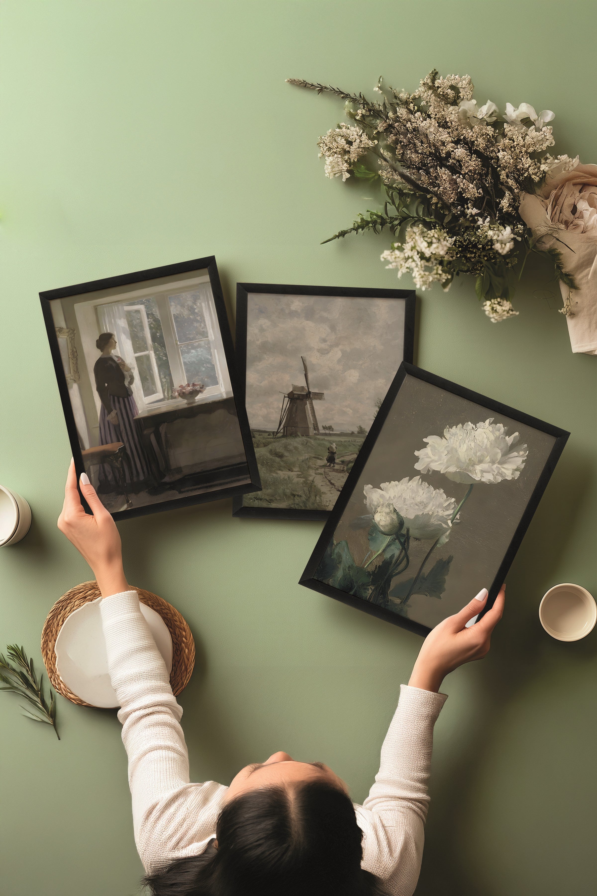 Siyah Tablo Seti, 3 Adet Siyah Çerçeveli Poster Waiting Model No:300872, Multicolor Duvar Dekoru