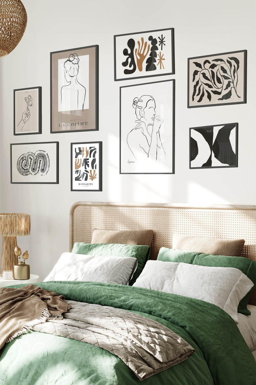 İllustrsayon Bej Boho Temalı Galeri Poster Seti NO:048