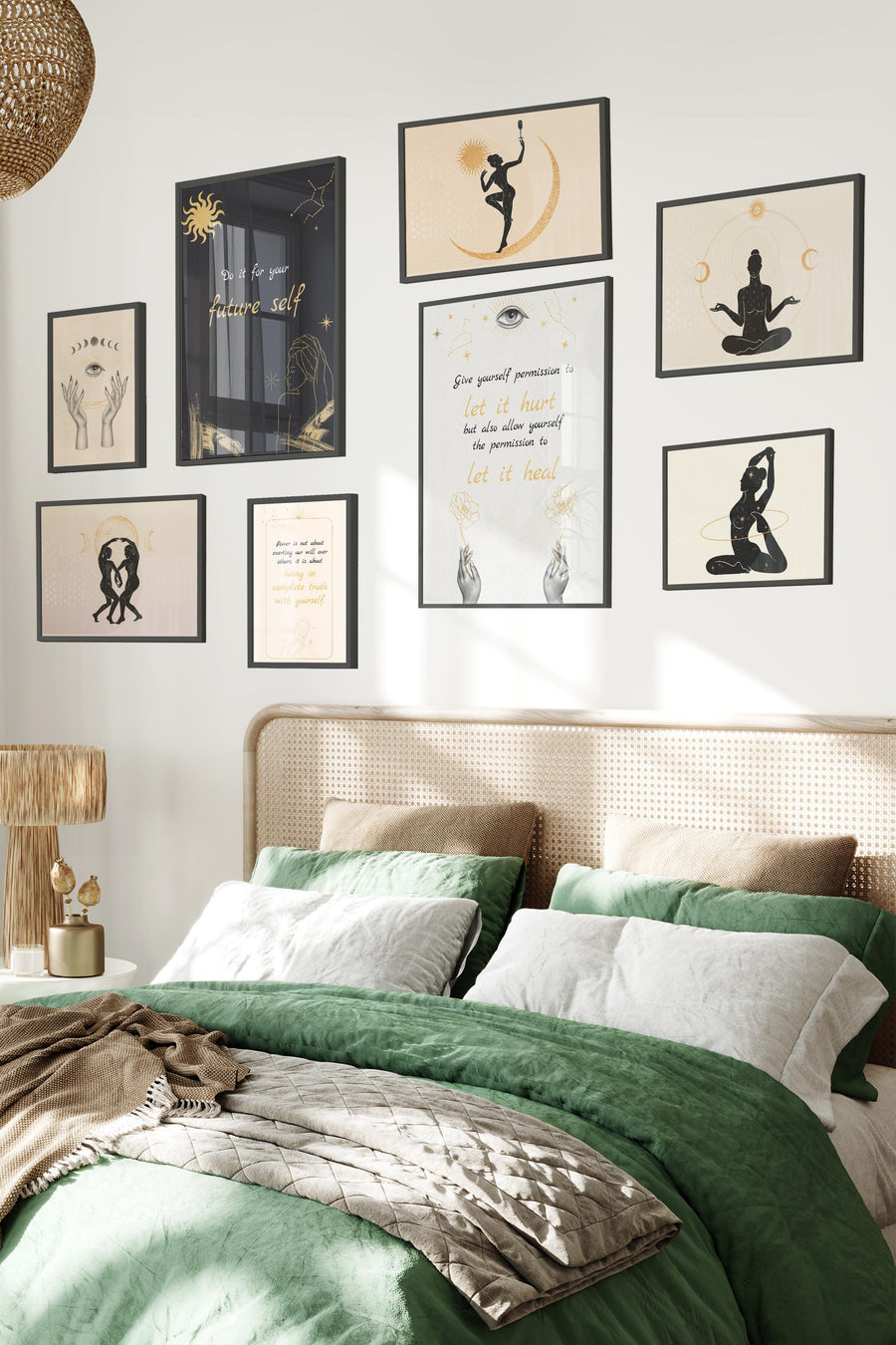 Siyah ve Bej Yoga Temalı Galeri Poster Seti NO:012