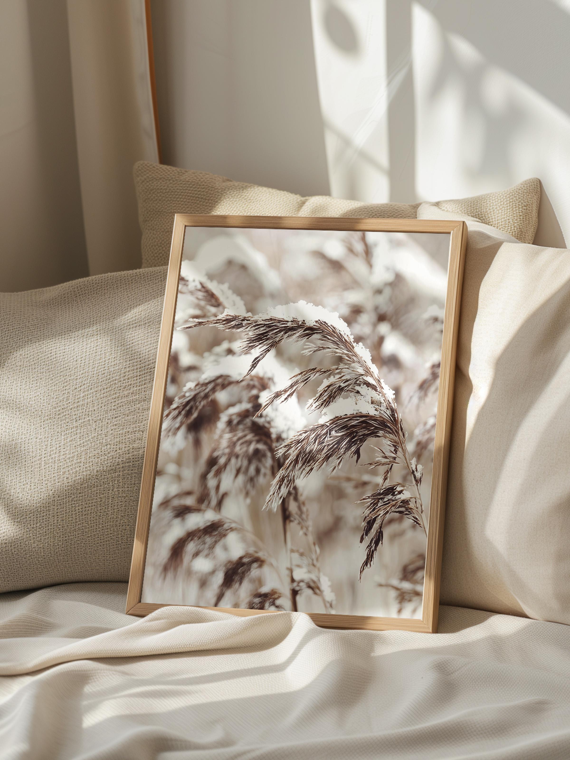 Snowy Reed Yılbaşı Tablo, Ahşap Çerçeve ve Poster, Dikey Duvar Tablosu Comfort Serisi NO:108411