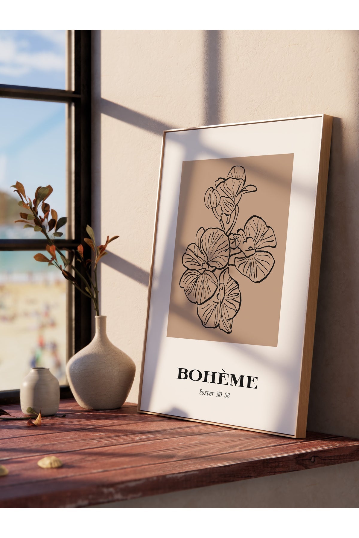 Soft Bohem Duvar Posteri, İskandinav Temalı Çerçevesiz Poster - Yatak Odası, Salon Duvar Dekoru
