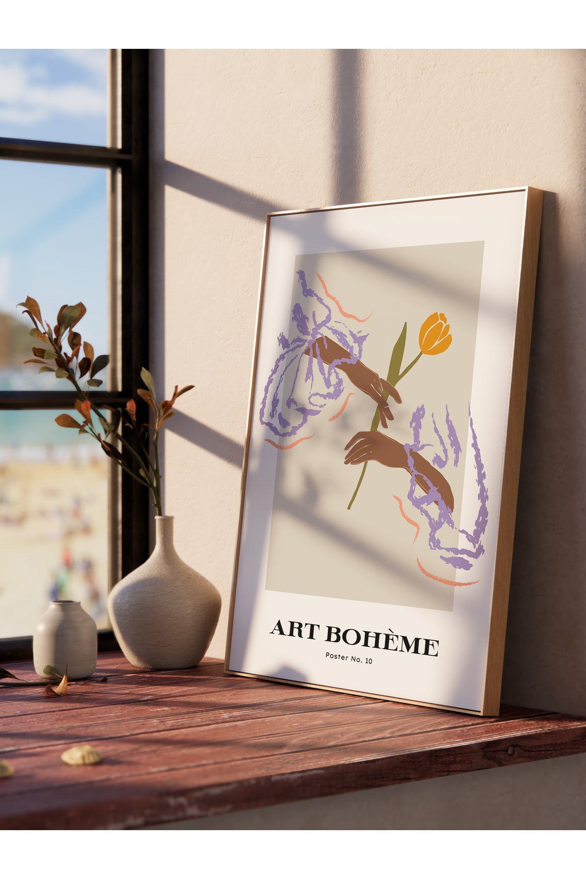 Soft Bohem Duvar Posteri, İskandinav Temalı Çerçevesiz Poster - Yatak Odası, Salon Duvar Dekoru