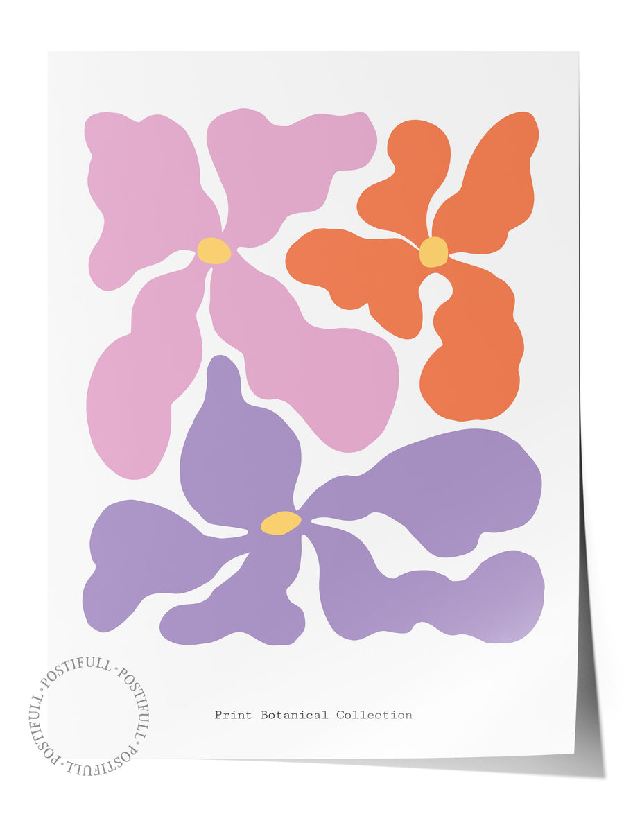 Farklı Tonlarda Soyut Çiçek Deseni Bohem & Boho Çerçevesiz Poster