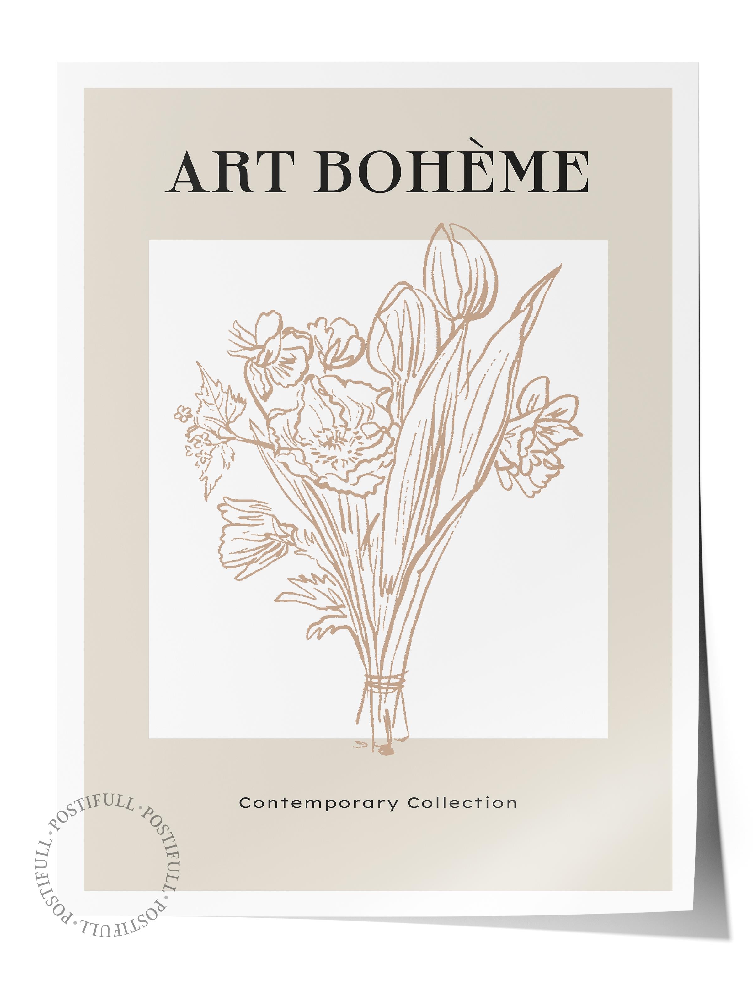 Soft Bohem Duvar Posteri, İskandinav Temalı Çerçevesiz Poster - Yatak Odası, Salon Duvar Dekoru