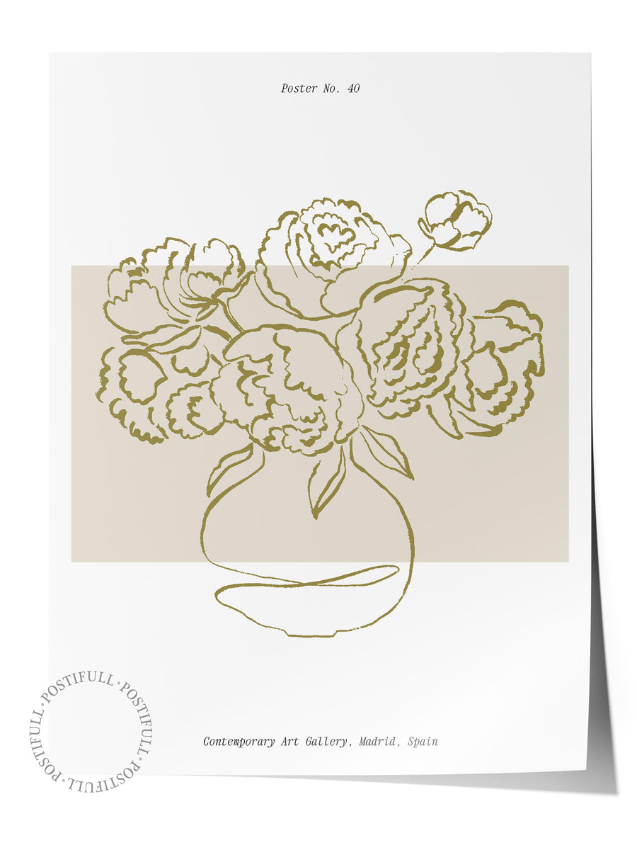 Çiçekli Vazo Çizimi Bohem & Boho Çerçevesiz Poster
