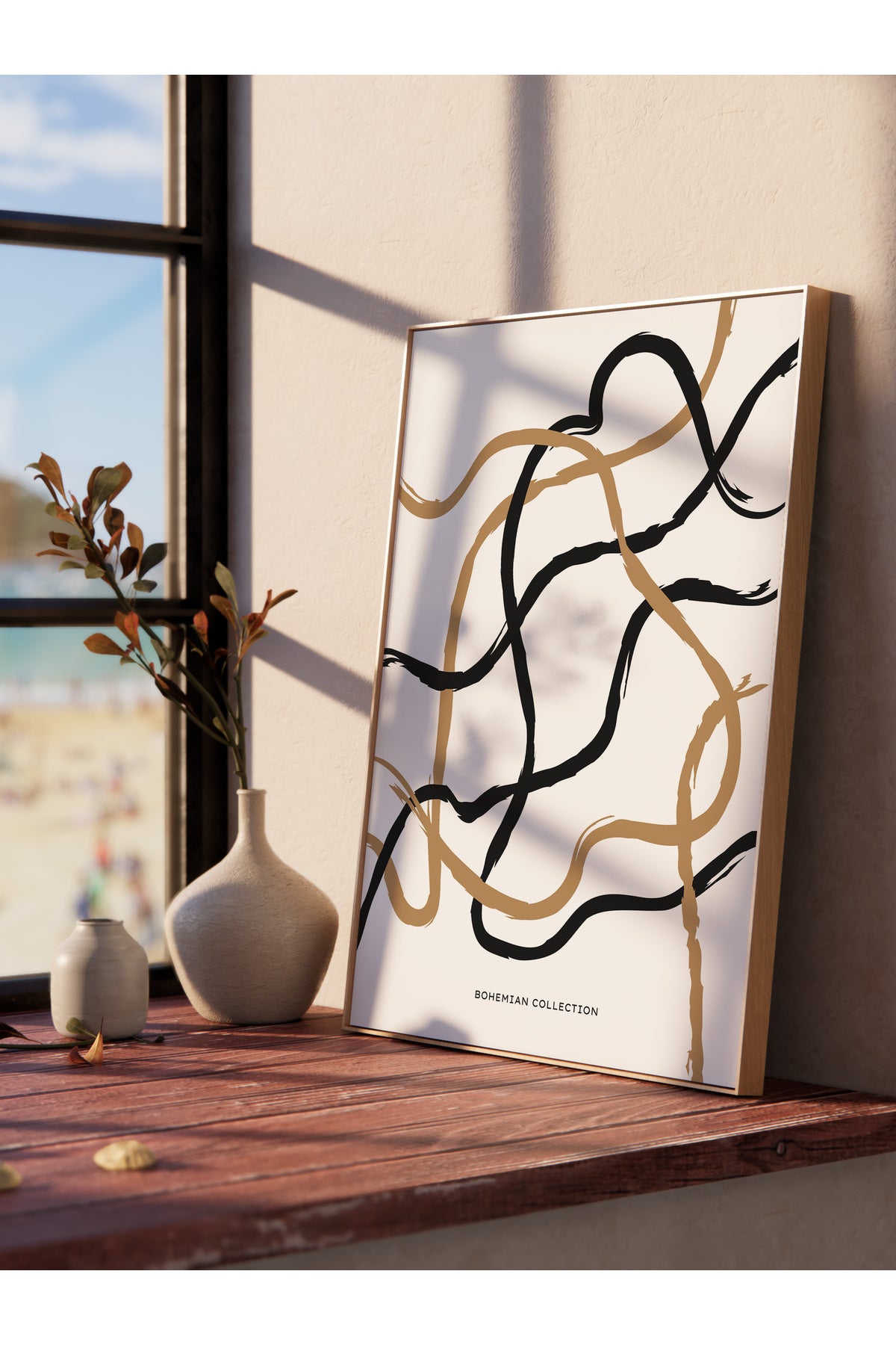 Soft Boho Çerçevesiz Duvar Posteri, İskandinav Temalı Poster - Salon, Mutfak ve Yatak Odası Dekoru