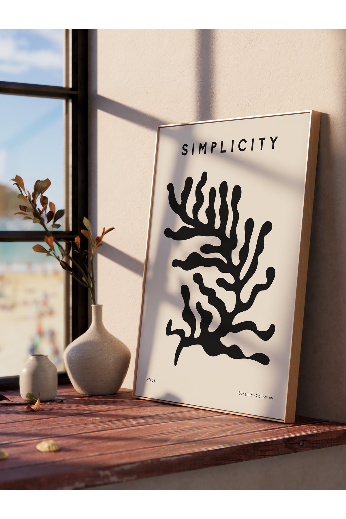 Soft Boho Çerçevesiz Duvar Posteri, İskandinav Temalı Poster - Salon, Mutfak ve Yatak Odası Dekoru