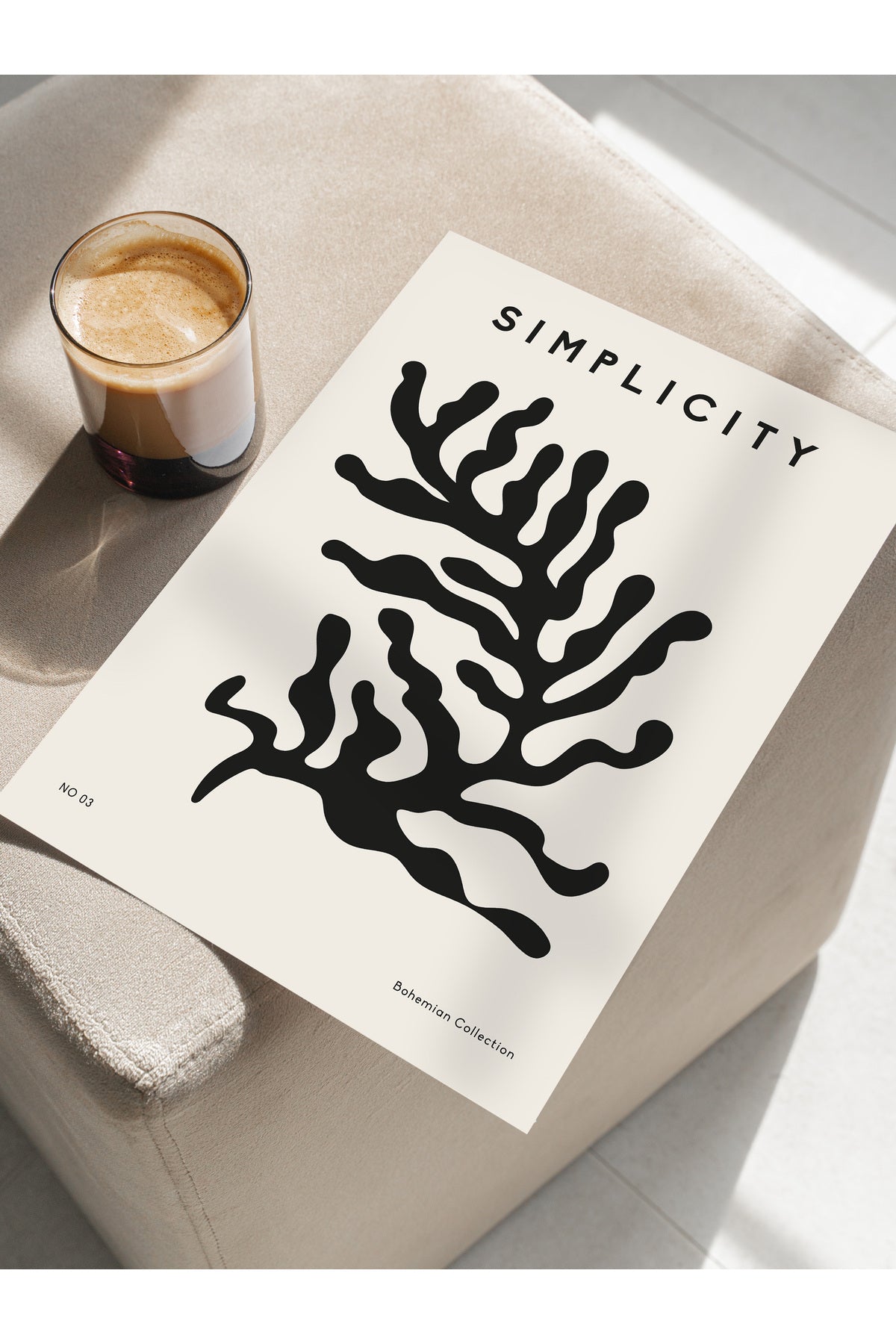 Soft Boho Çerçevesiz Duvar Posteri, İskandinav Temalı Poster - Salon, Mutfak ve Yatak Odası Dekoru