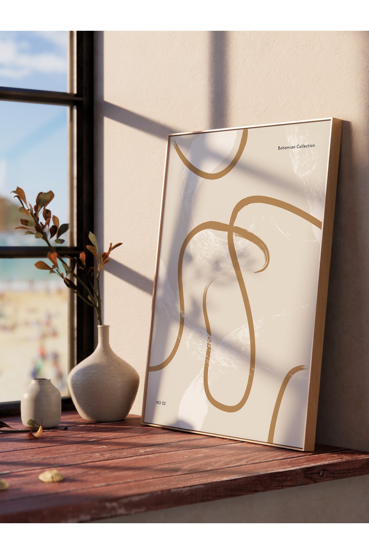 Soft Boho Çerçevesiz Duvar Posteri, İskandinav Temalı Poster - Salon, Mutfak ve Yatak Odası Dekoru
