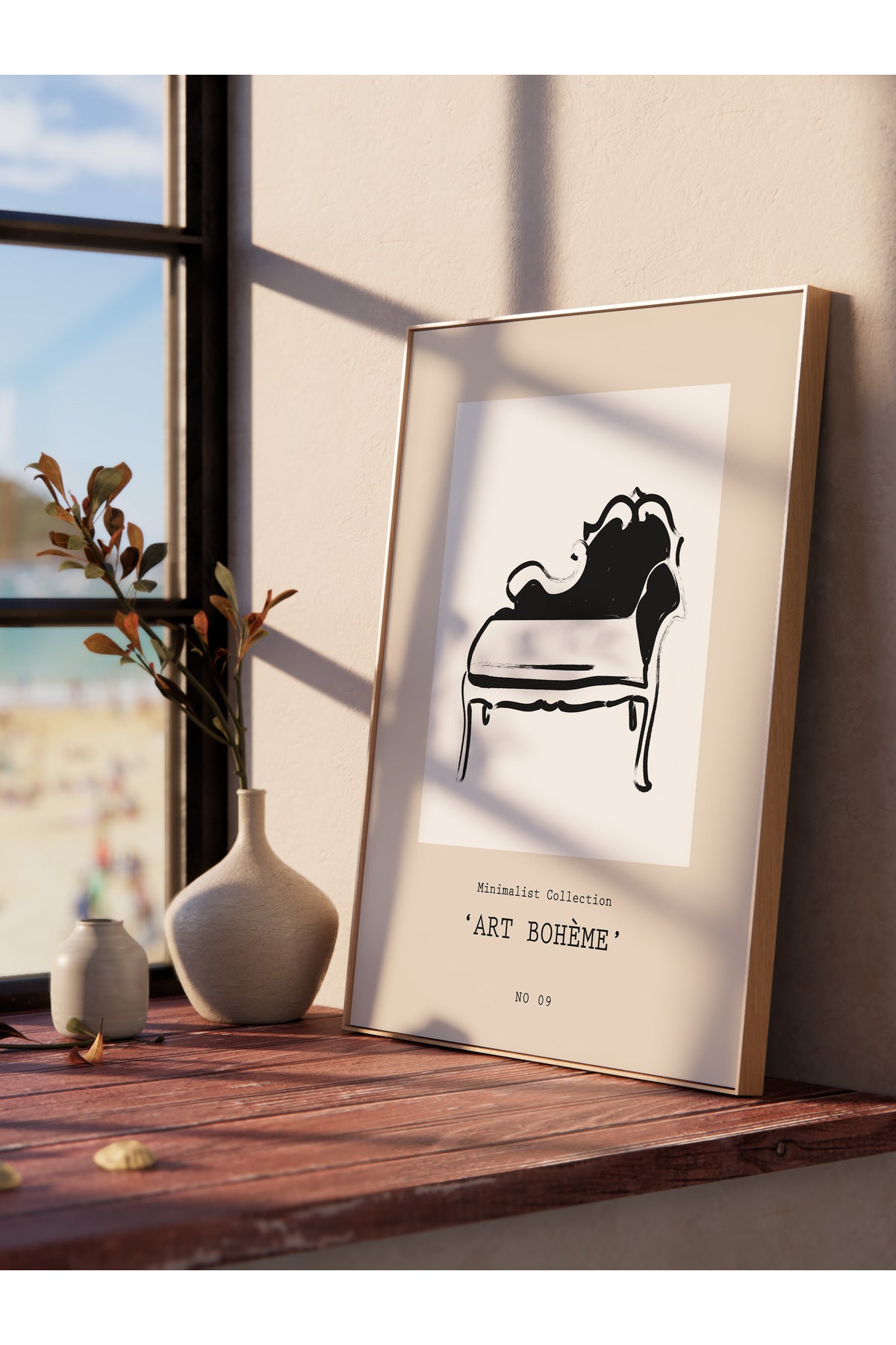 Soft Boho Çerçevesiz Duvar Posteri, İskandinav Temalı Poster - Salon, Mutfak ve Yatak Odası Dekoru