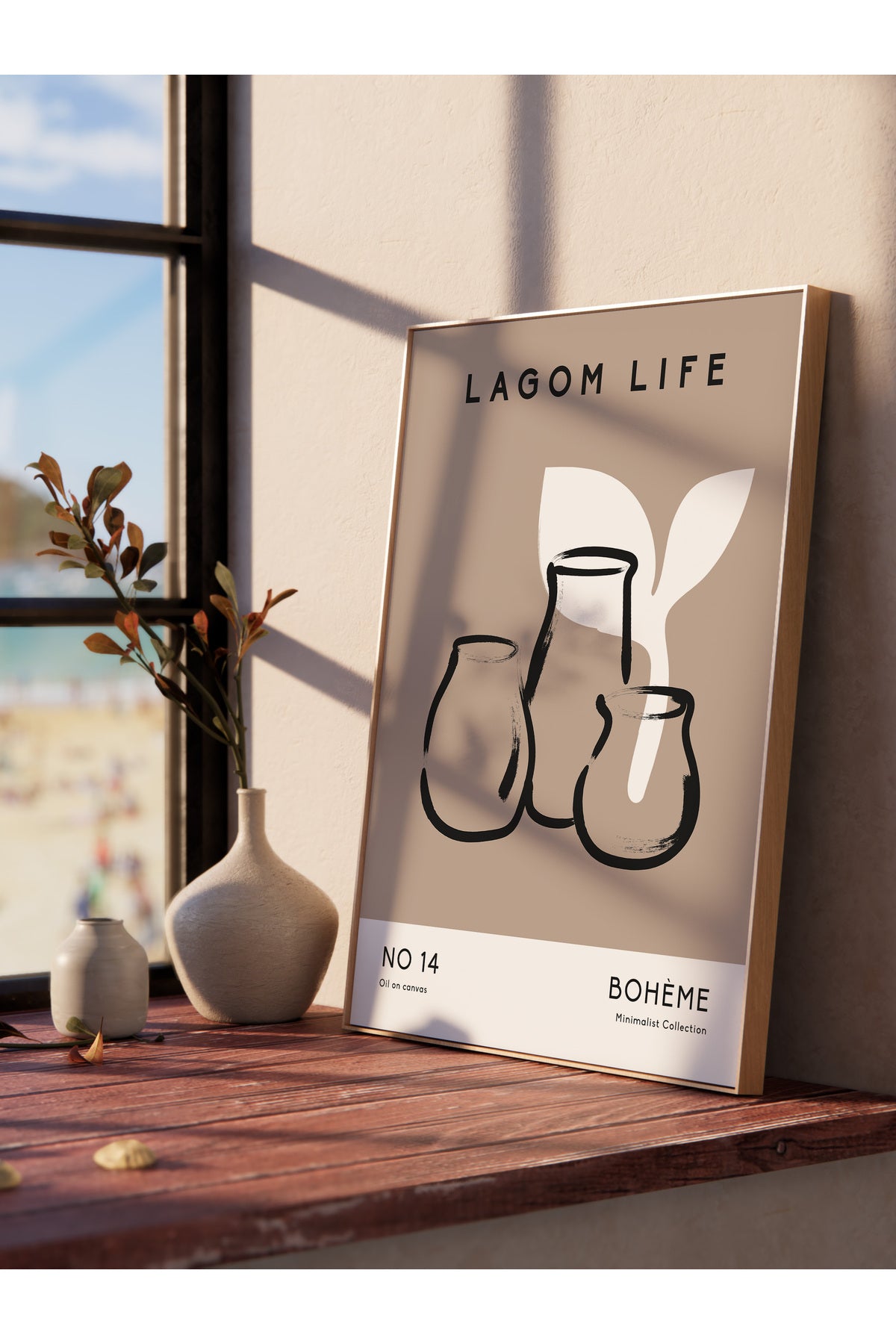Soft Boho Çerçevesiz Duvar Posteri, İskandinav Temalı Poster - Salon, Mutfak ve Yatak Odası Dekoru