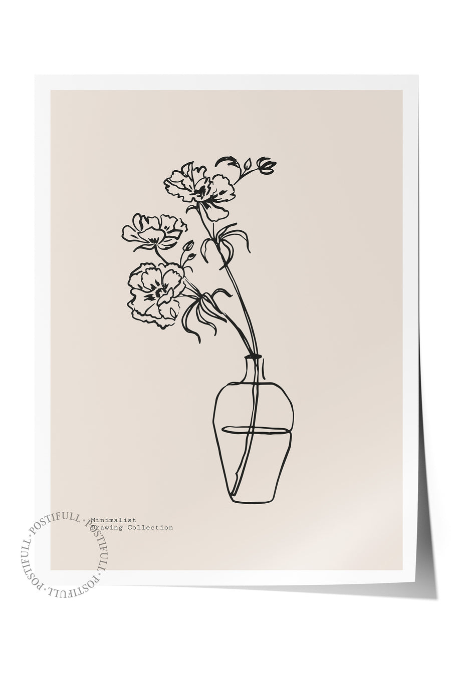 Farklı Tonlarda Vazoda Çiçek Çizimi Bohem & Boho Çerçevesiz Poster