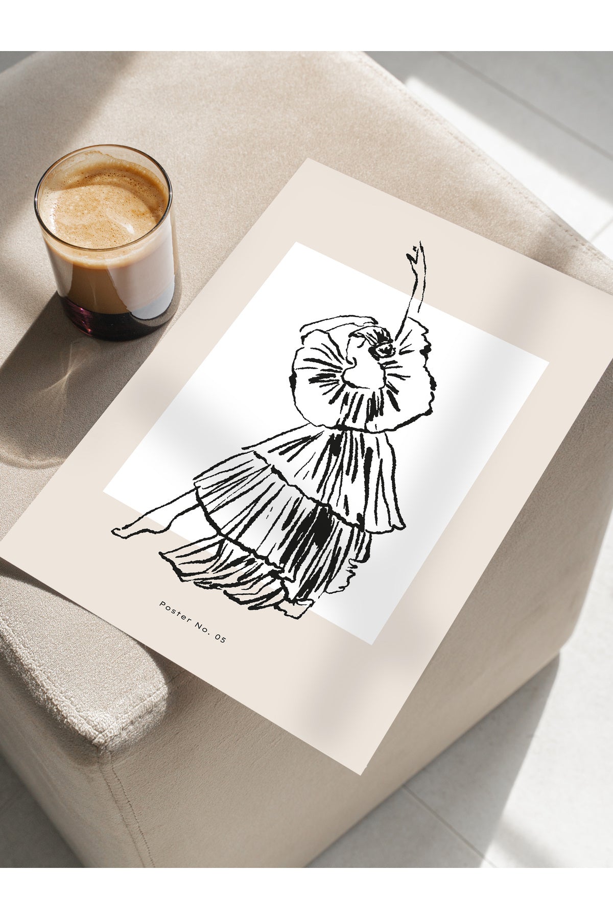 Soft Boho Çerçevesiz Duvar Posteri, İskandinav Temalı Poster - Salon, Mutfak ve Yatak Odası Dekoru