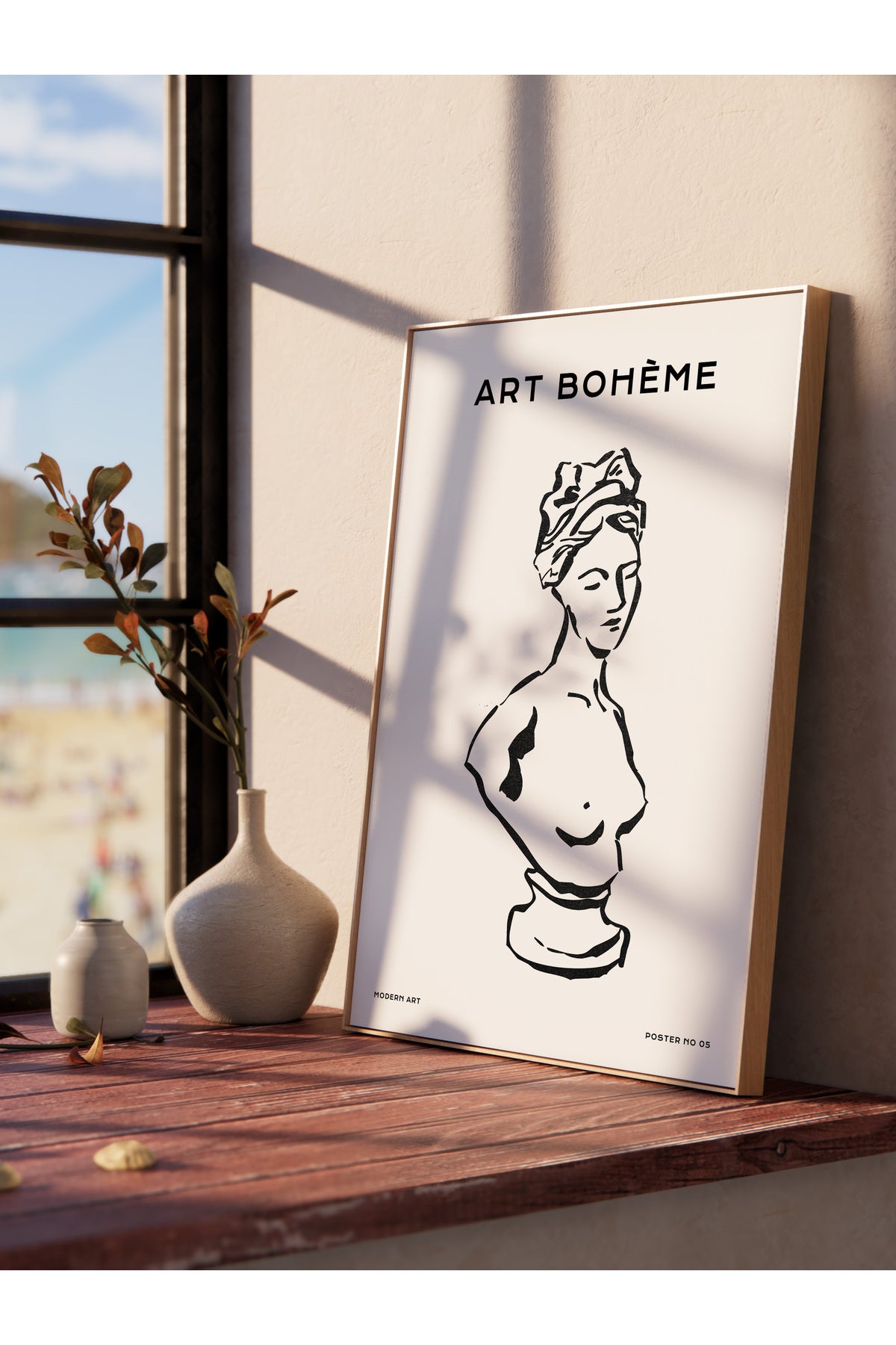 Soft Boho Çerçevesiz Duvar Posteri, İskandinav Temalı Poster - Salon, Mutfak ve Yatak Odası Dekoru