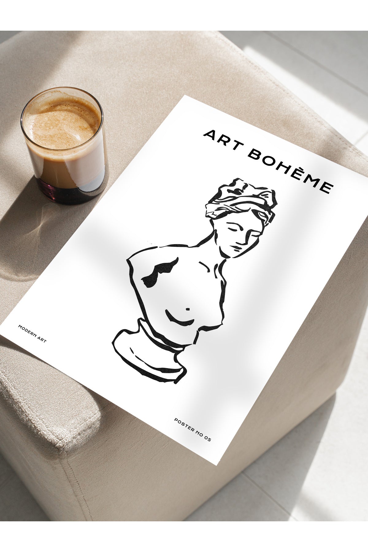 Soft Boho Çerçevesiz Duvar Posteri, İskandinav Temalı Poster - Salon, Mutfak ve Yatak Odası Dekoru