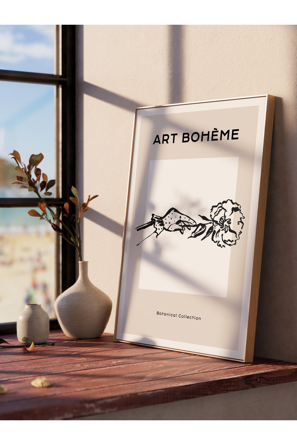 Soft Boho Çerçevesiz Duvar Posteri, İskandinav Temalı Poster - Salon, Mutfak ve Yatak Odası Dekoru