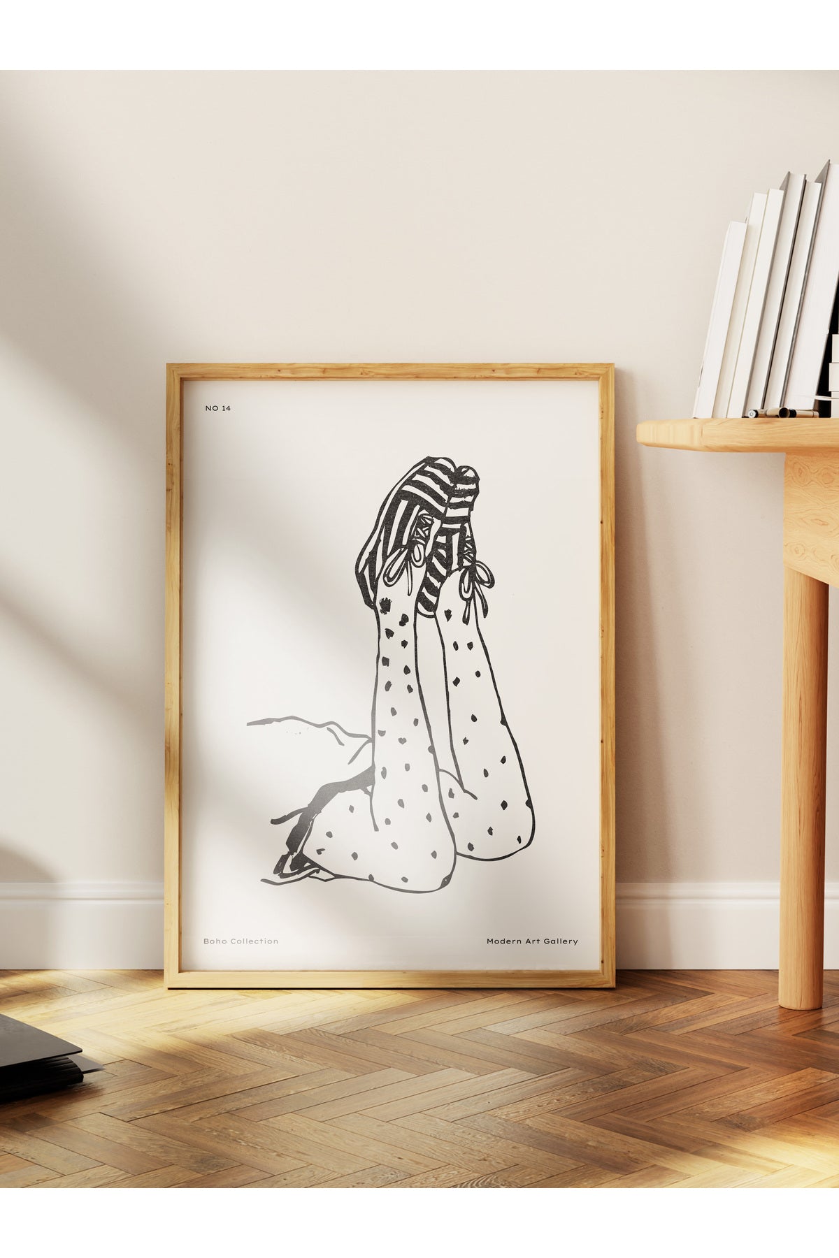 Soft Boho Çerçevesiz Duvar Posteri, İskandinav Temalı Poster - Salon, Mutfak ve Yatak Odası Dekoru