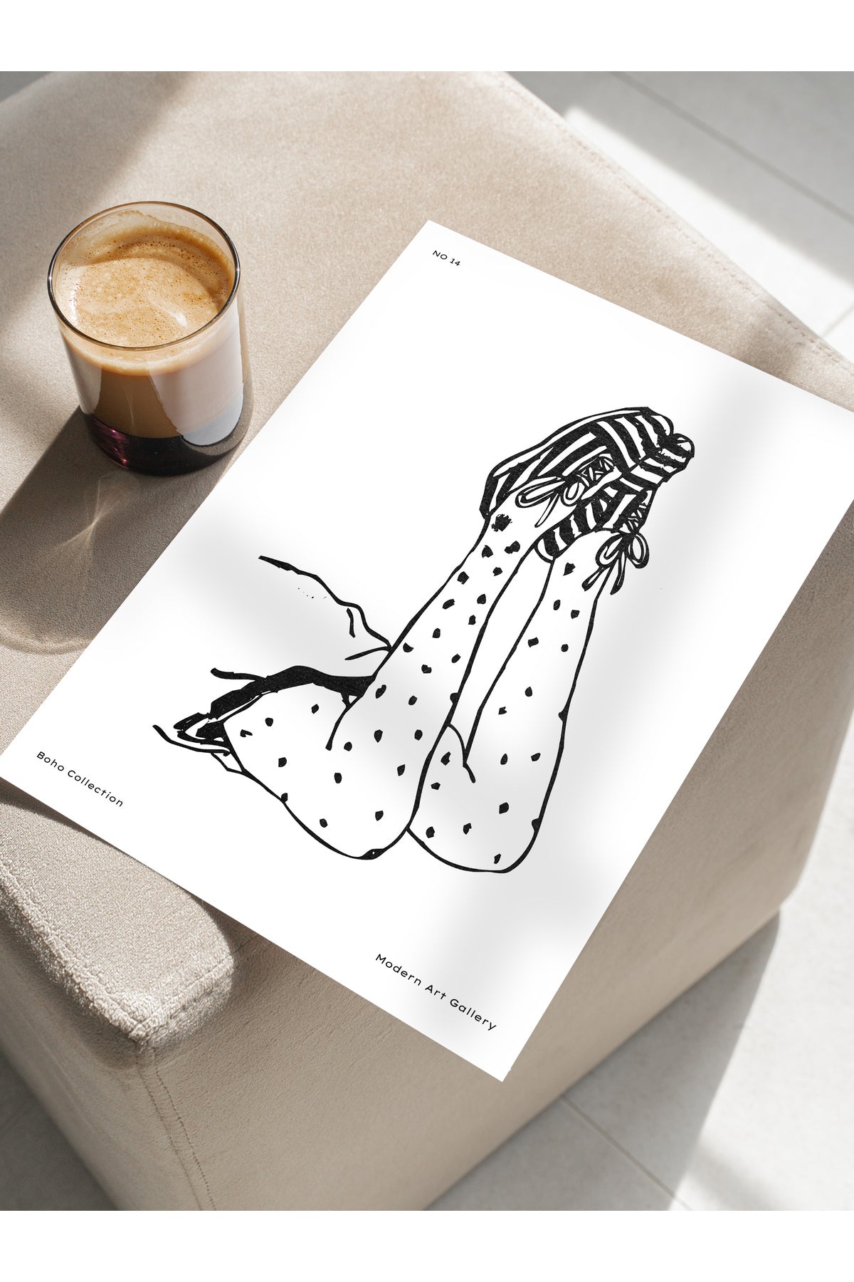 Soft Boho Çerçevesiz Duvar Posteri, İskandinav Temalı Poster - Salon, Mutfak ve Yatak Odası Dekoru