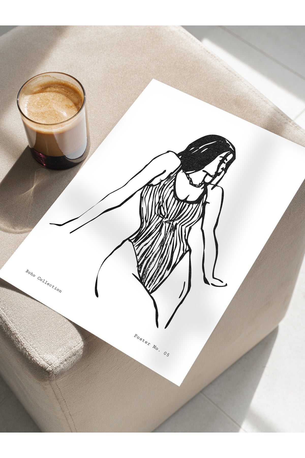 Soft Boho Çerçevesiz Duvar Posteri, İskandinav Temalı Poster - Salon, Mutfak ve Yatak Odası Dekoru